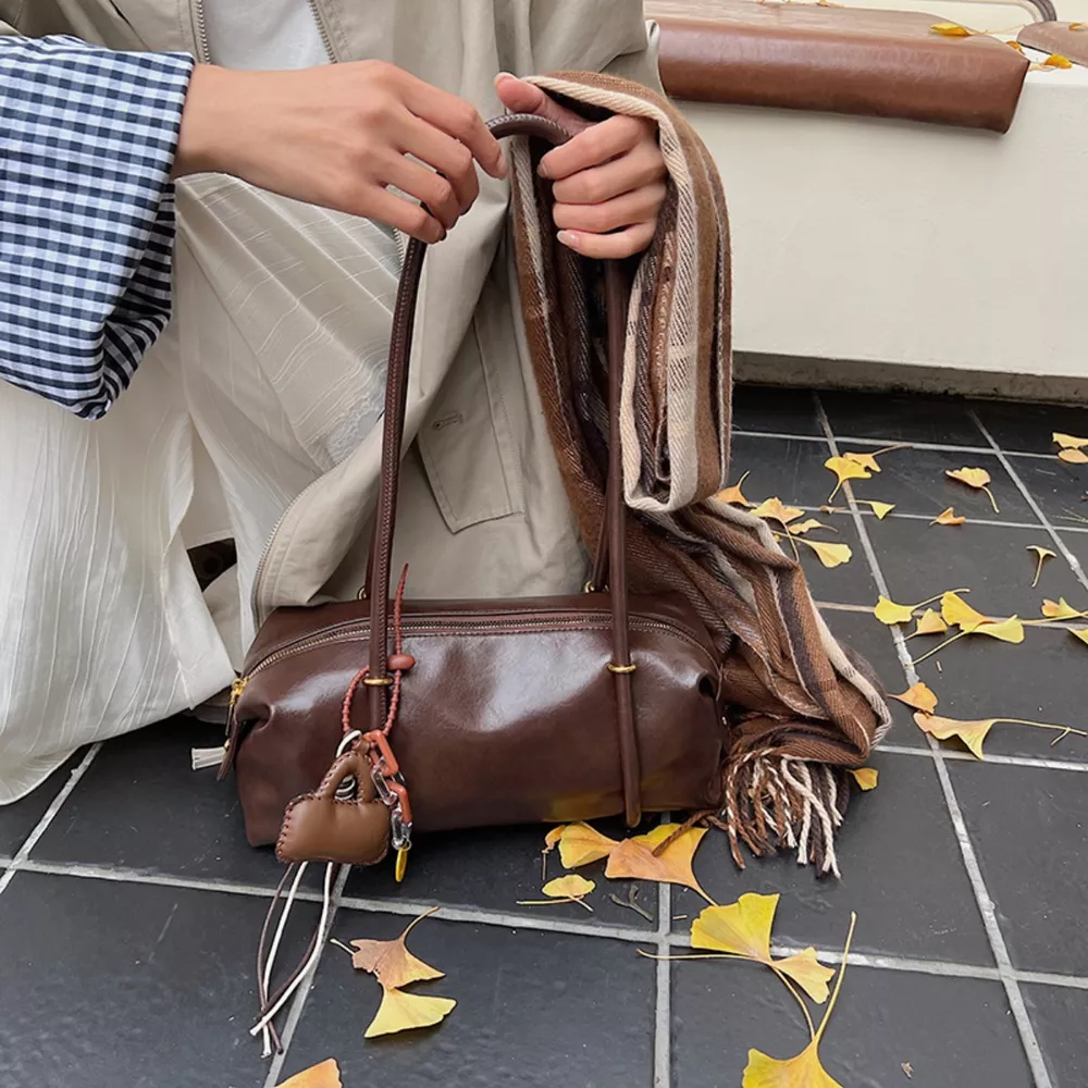 Leather Shoulder Bag with Charm, image 9