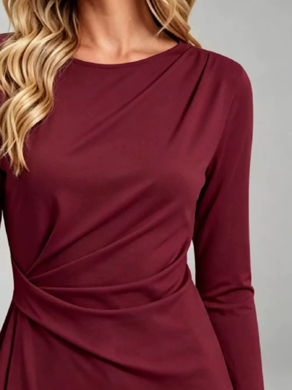 Ruched Waist Long Sleeve T-Shirt, image 6