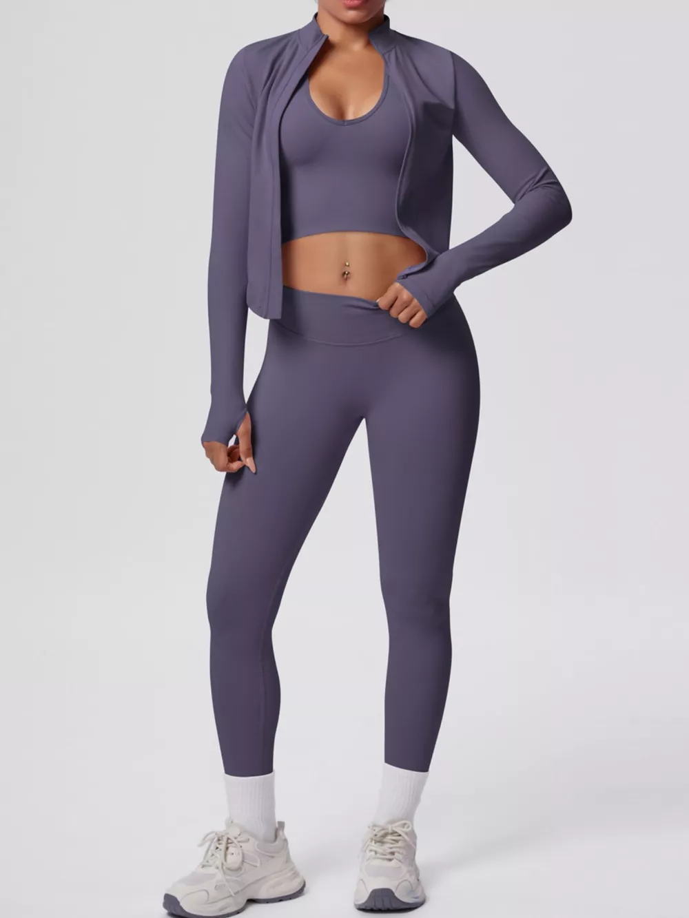 Tank & Zip-Up Jacket and Leggings Three-Piece Active Set, image 14