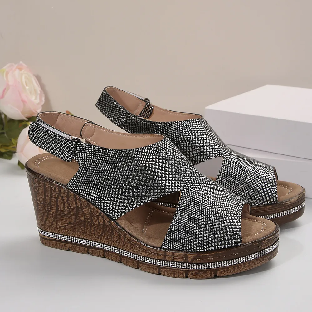 Peep Toe Wedge Sandals, image 5