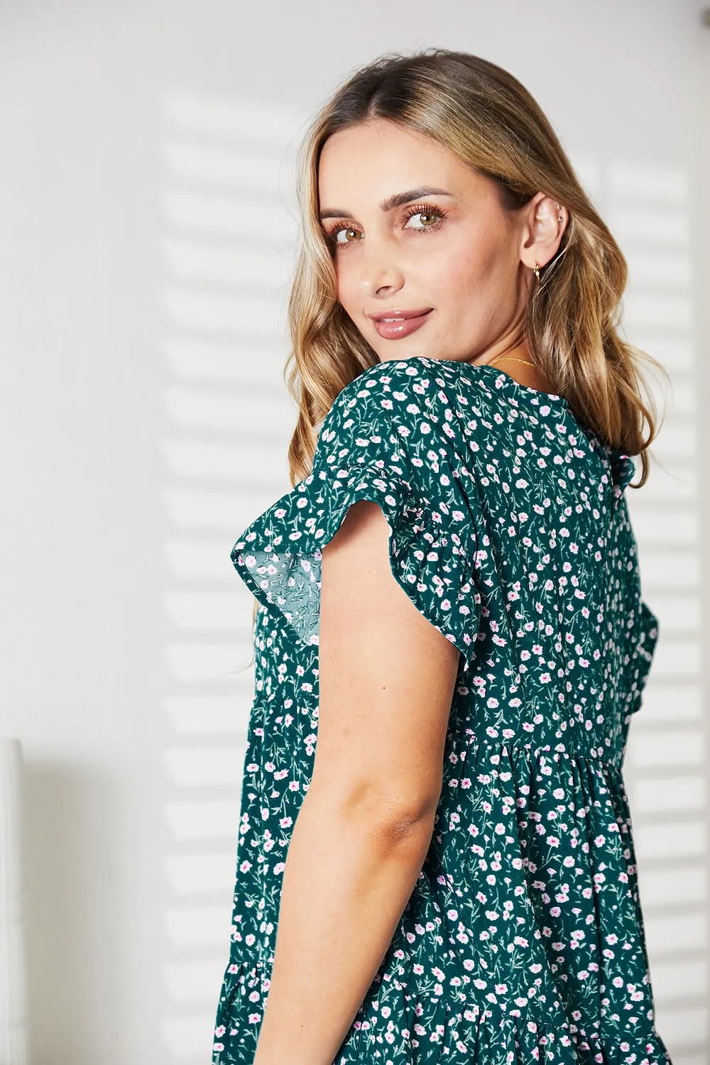 Short Flounce Sleeve Tiered Dress, image 13