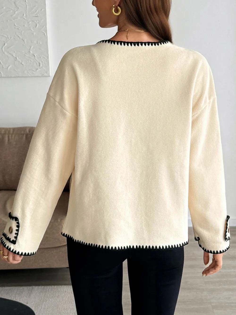 Contrast Trim Button Up Jacket, image 6