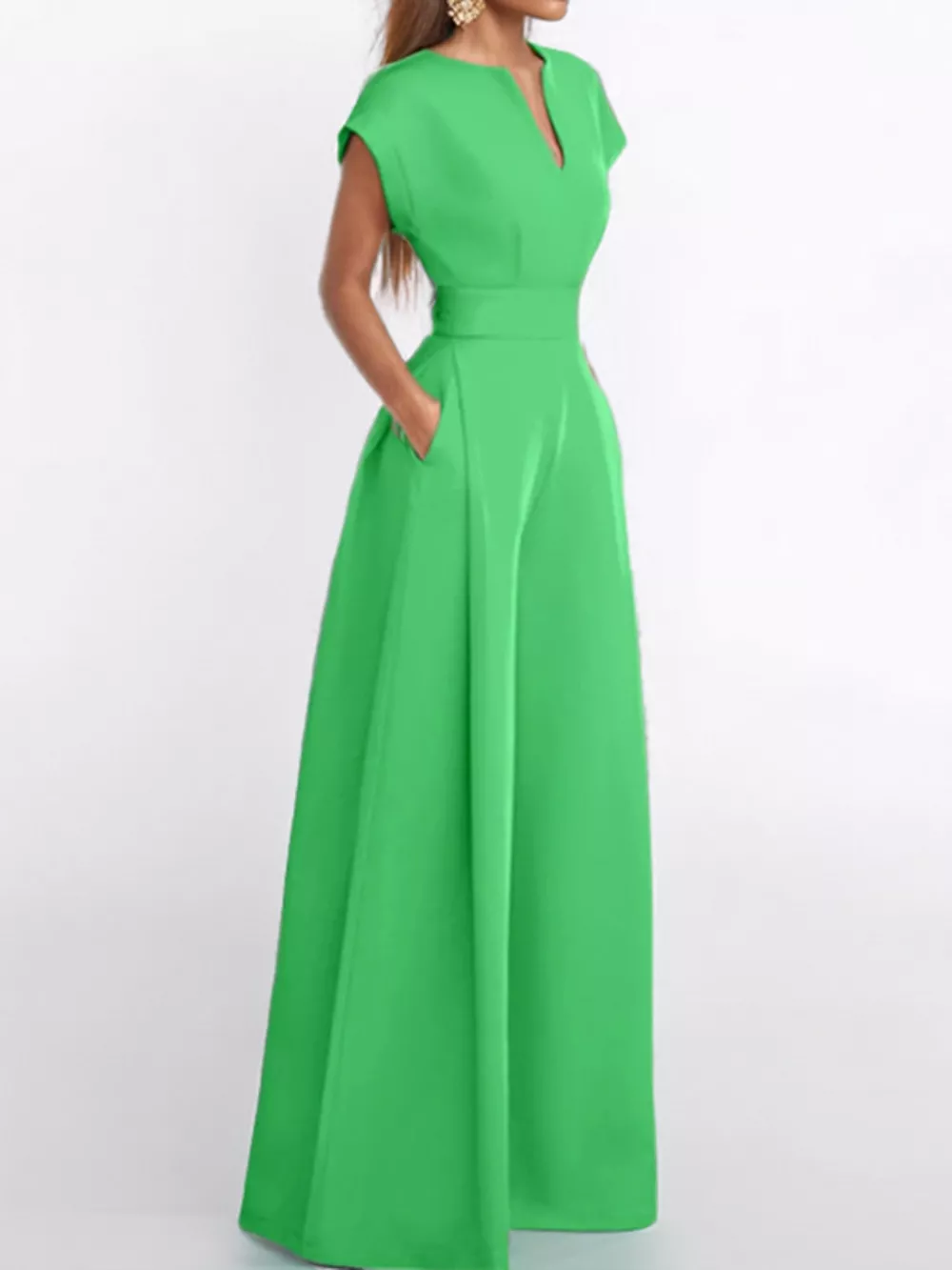Full Size Notched Wide Leg Jumpsuit Plus Size, image 6