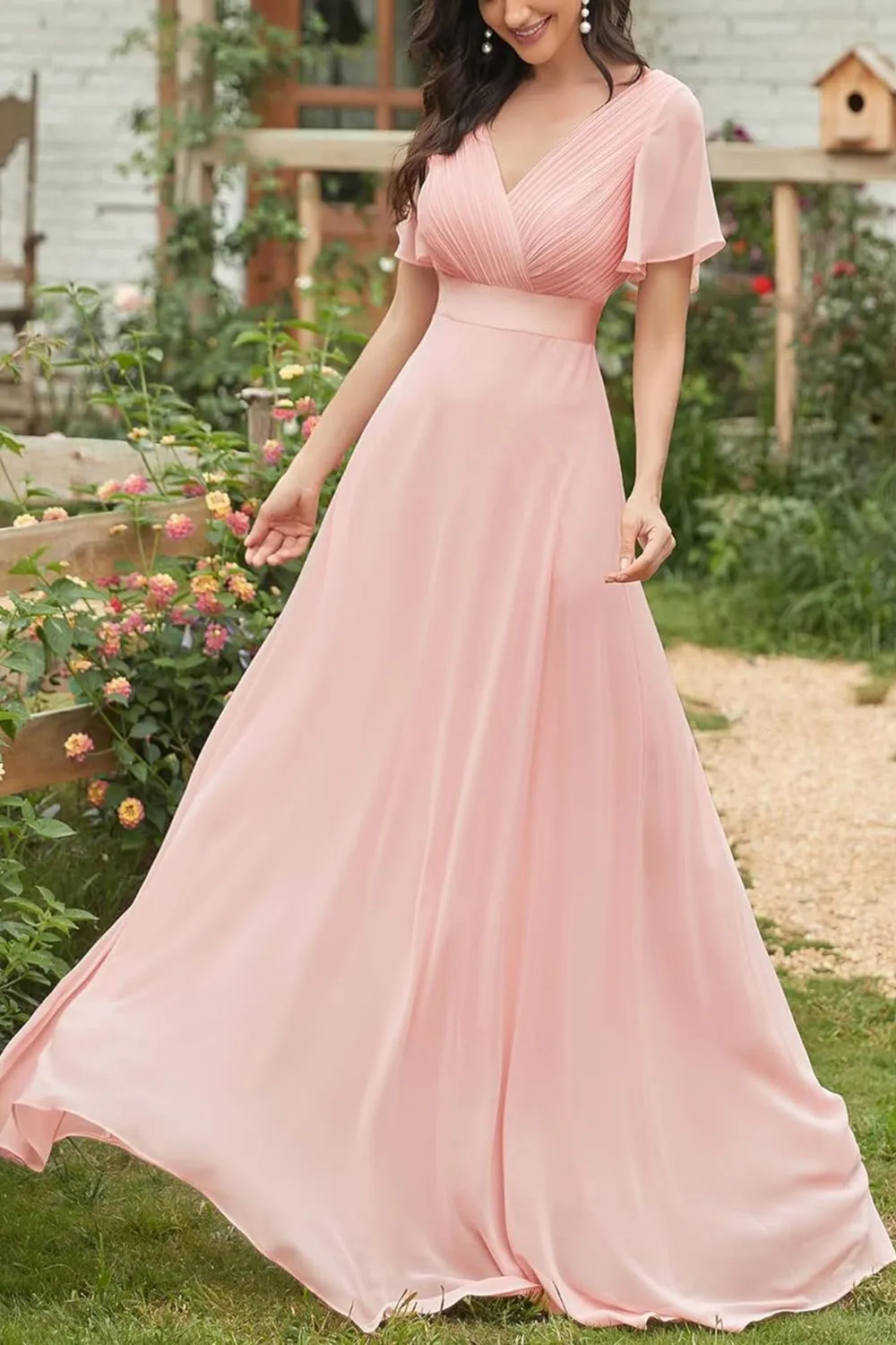 Surplice Flutter Sleeve Maxi Dress, image 5
