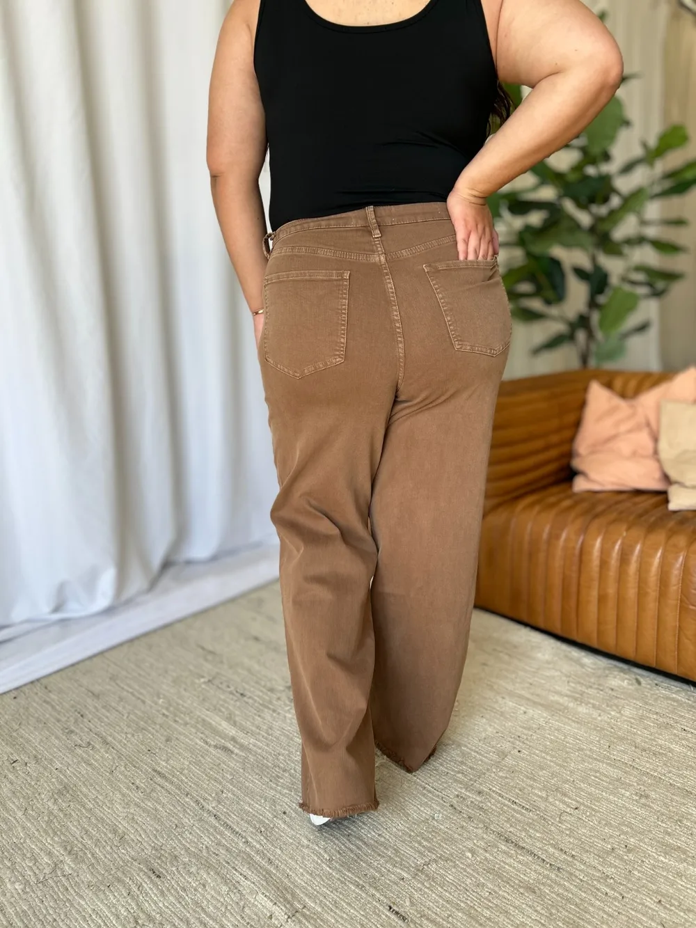 Full Size High Rise Garment Dye Wide Leg Jeans, image 3
