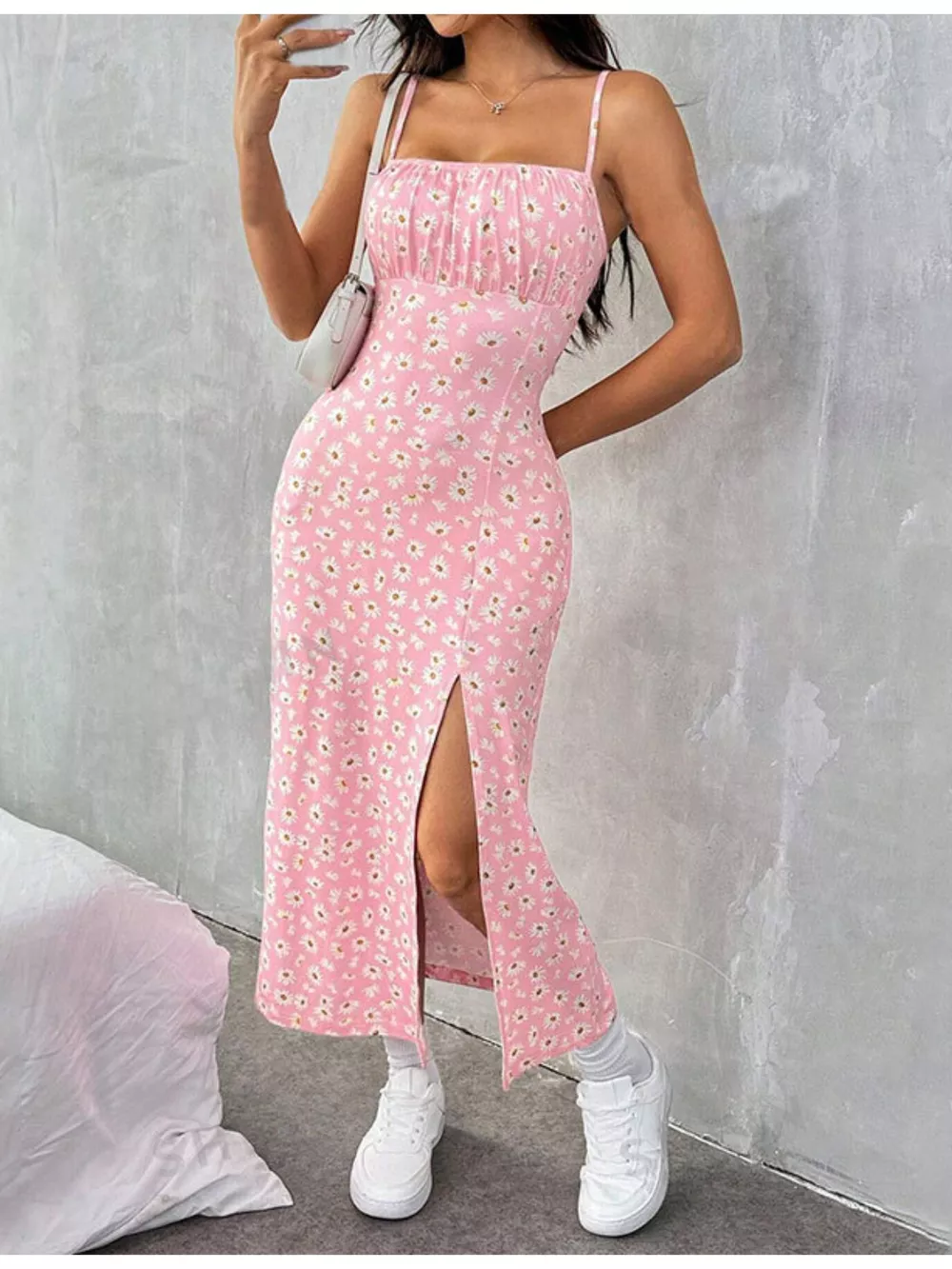 Slit Spaghetti Strap Midi Dress, image 11