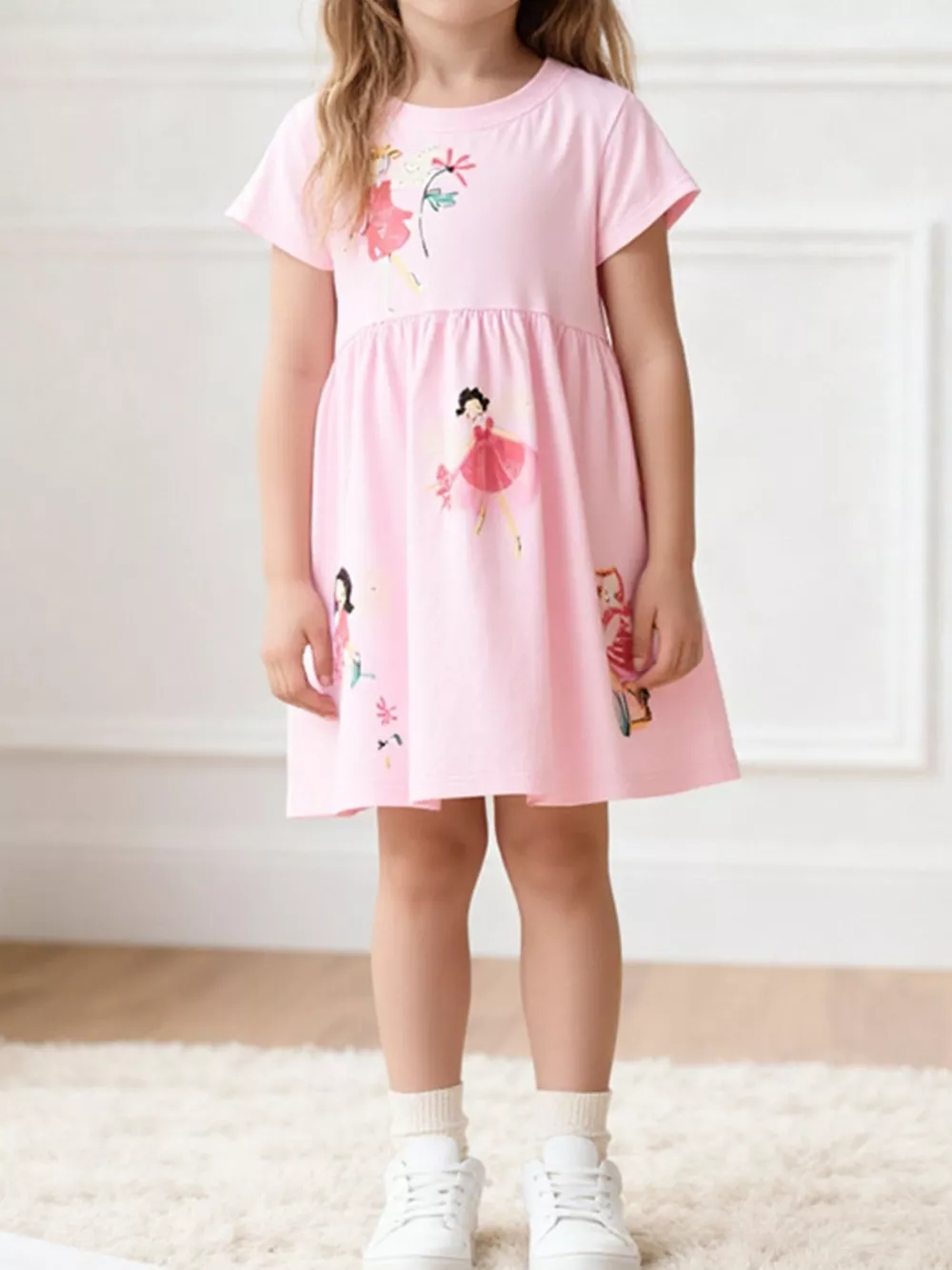 Children's Cute Cartoon Graphic Short Sleeve Dress