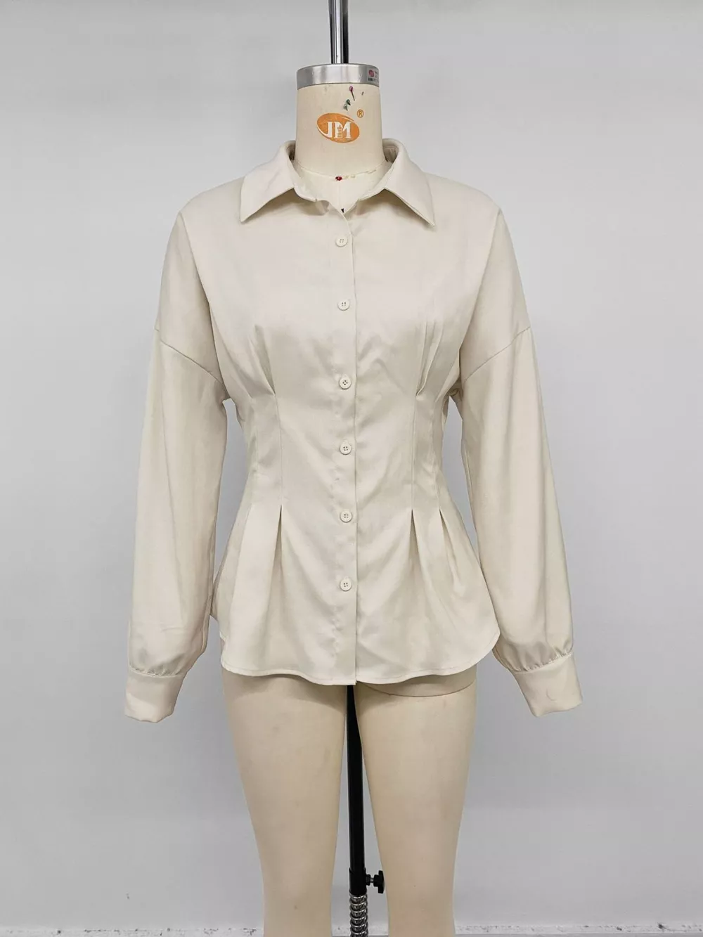 Ruched Button-Up Peplum Shirt, image 11