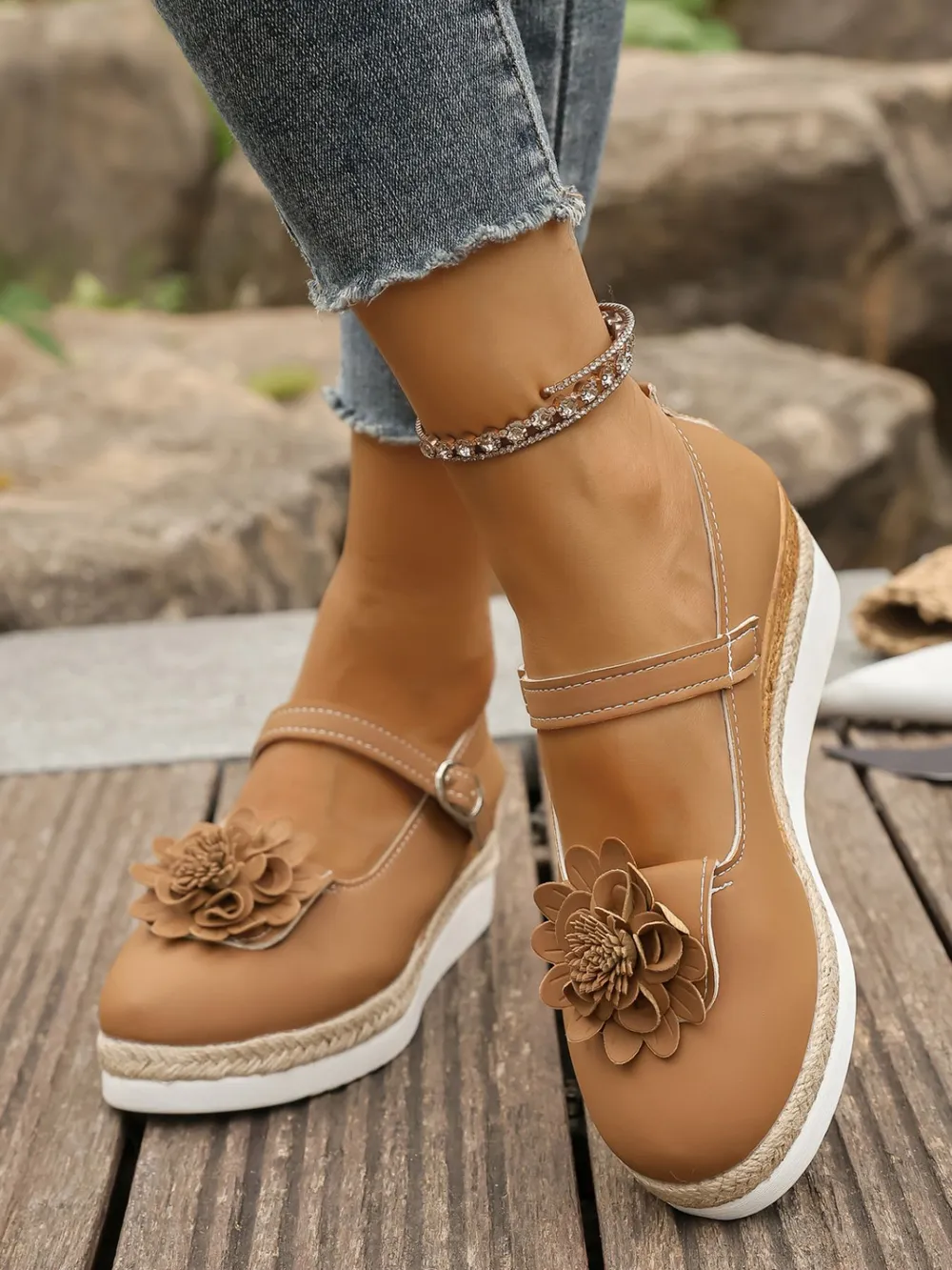 Flower Embellished Mary Jane Loafers, image 9