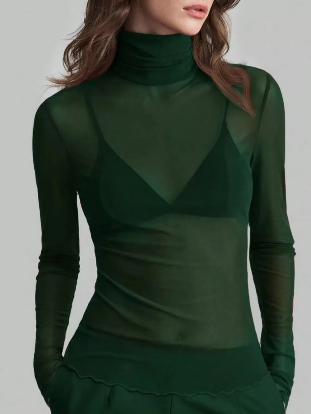 Sheer Mesh Turtleneck Top, image 13