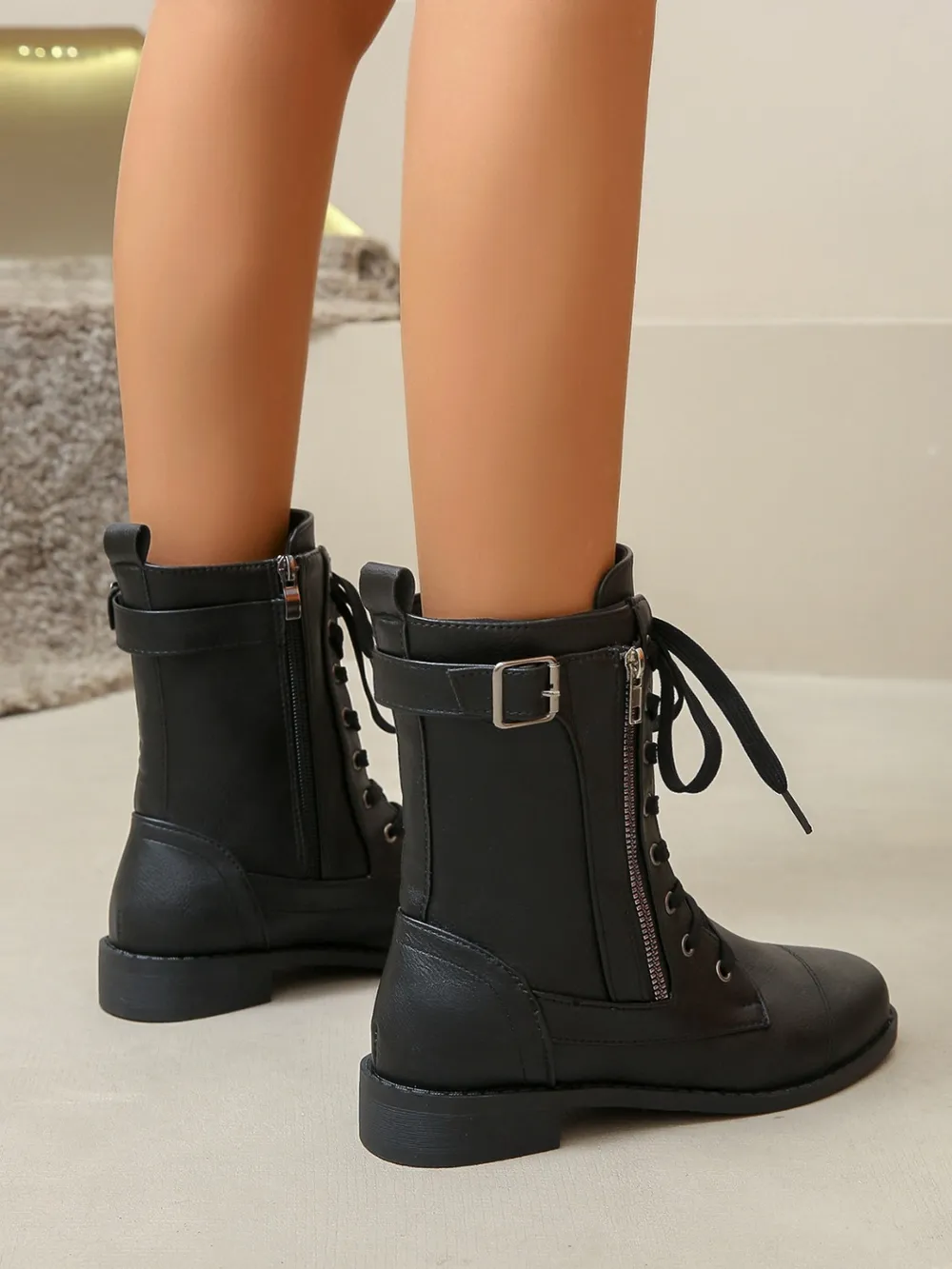 PU Leather Lace-Up Boots, image 2