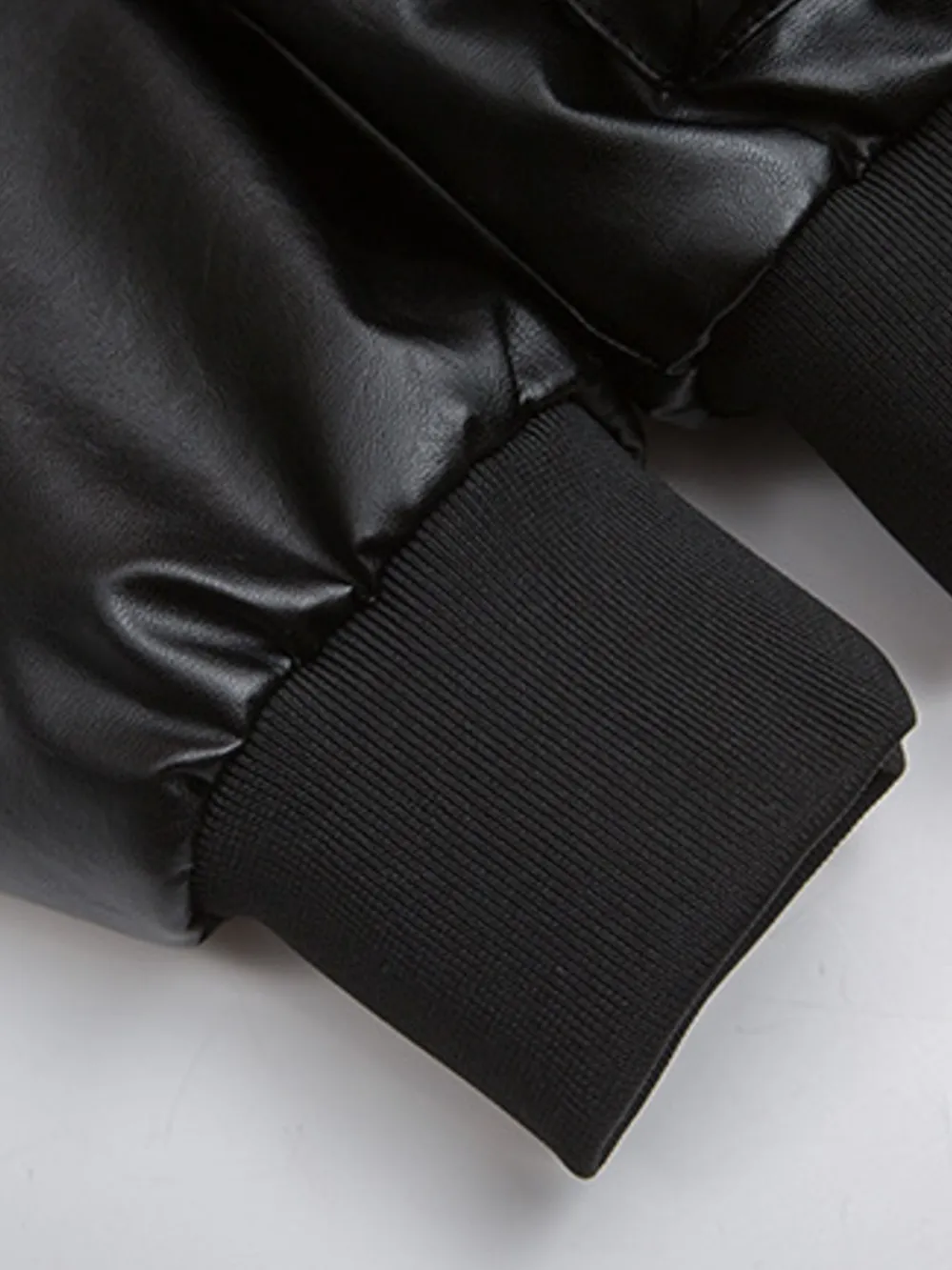 Men's Leather Bomber Jacket with Faux Fur Hood, image 3