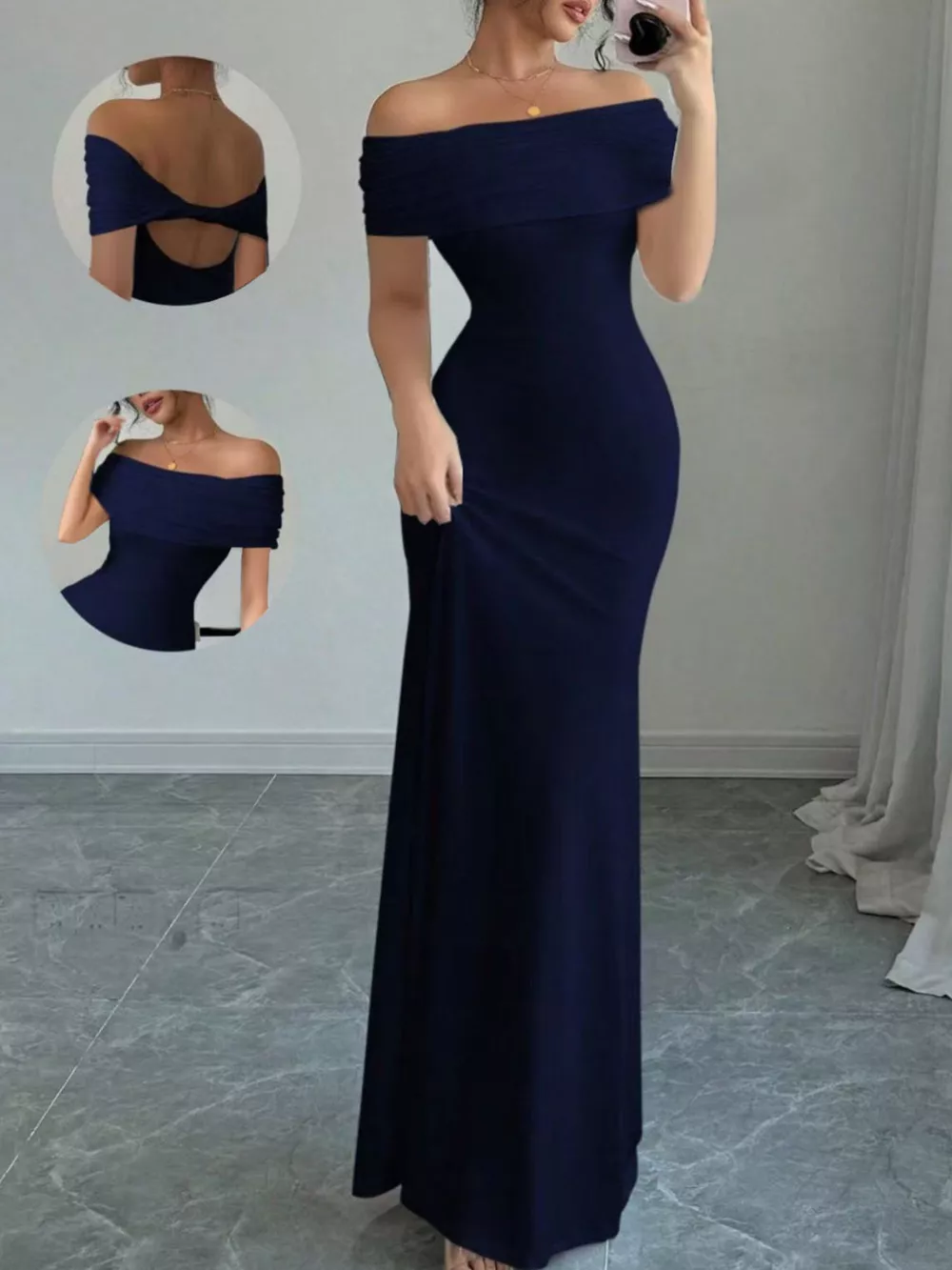 Off-Shoulder Bodycon Maxi Dress, image 3