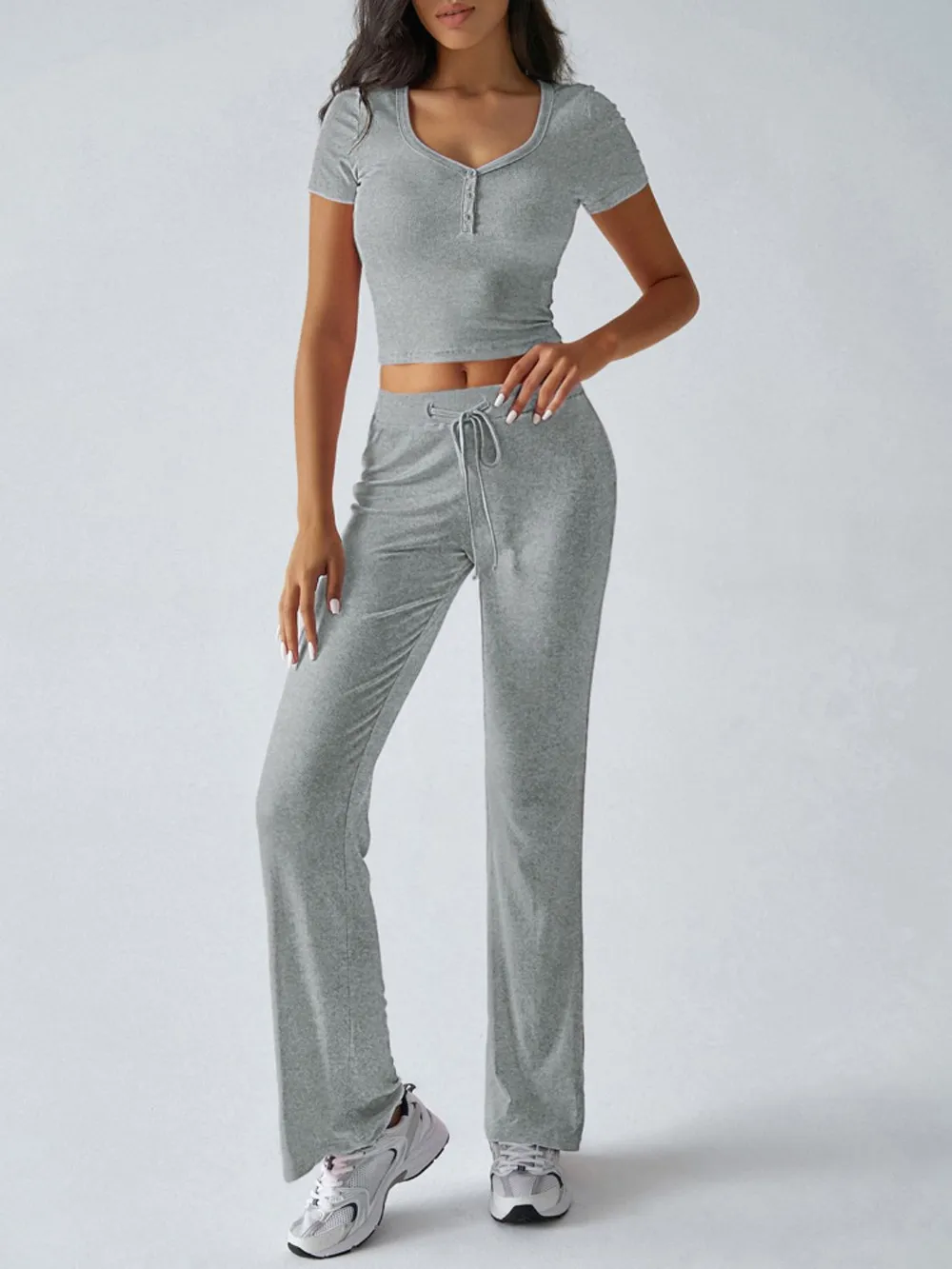 Short Sleeve Top and Drawstring Pants Set, image 13