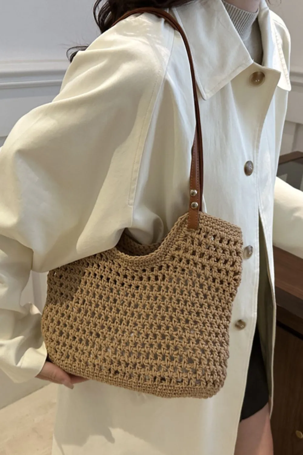 Openwork Woven Tote Bag, image 5
