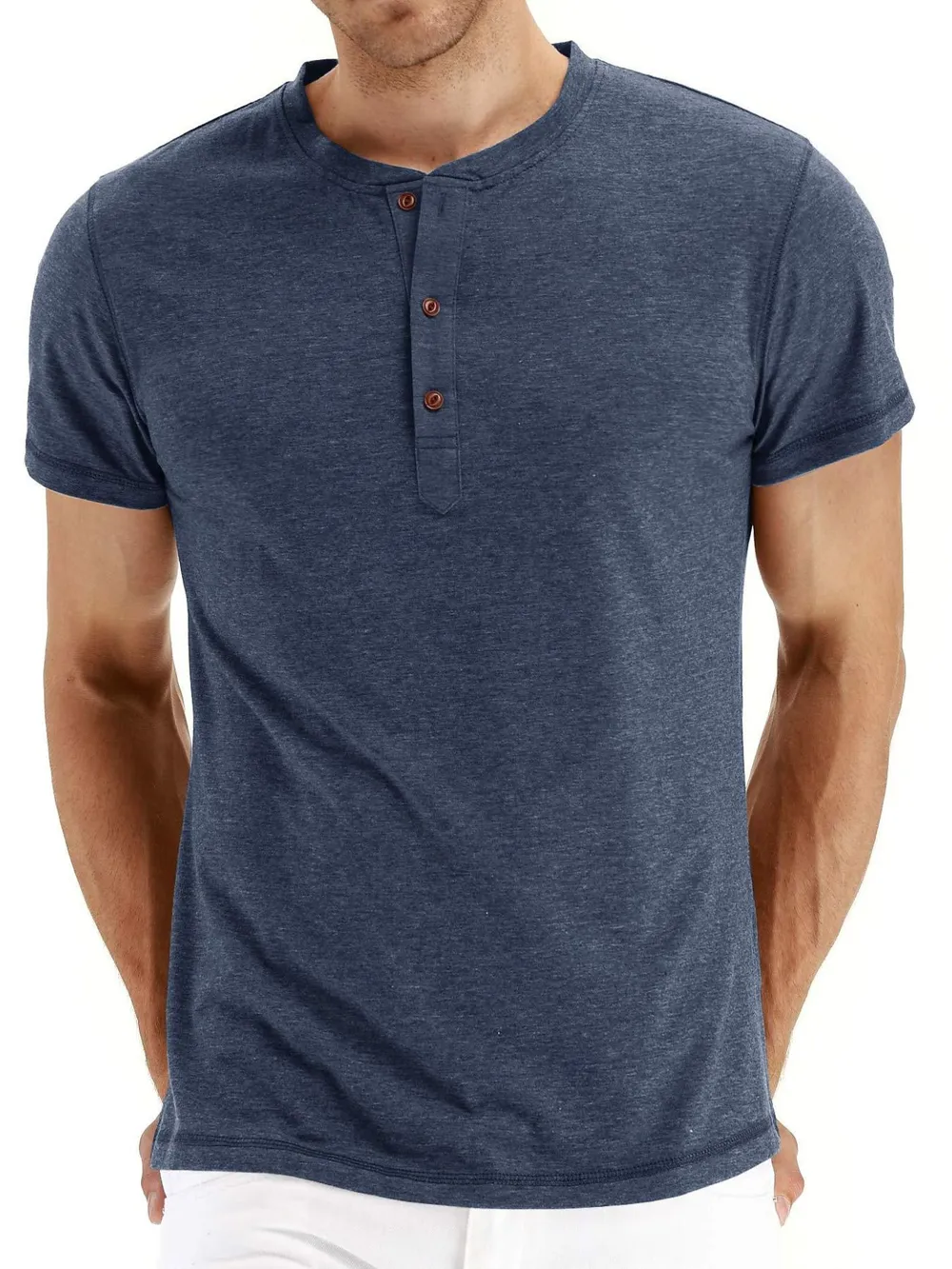 Men's Short Sleeve Henley Polo Shirt, image 9