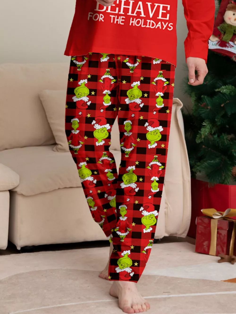 Full Size Grinch Themed Matching Family Christmas Pajama Set Plus Size, image 8