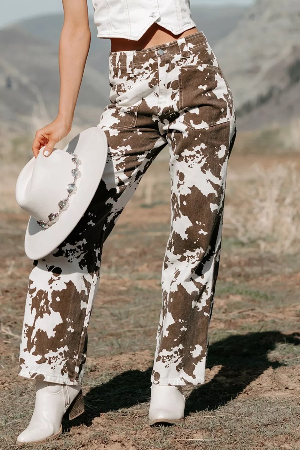Abstract Pattern Regular Fit Full-Length Western Style Jeans, image 7