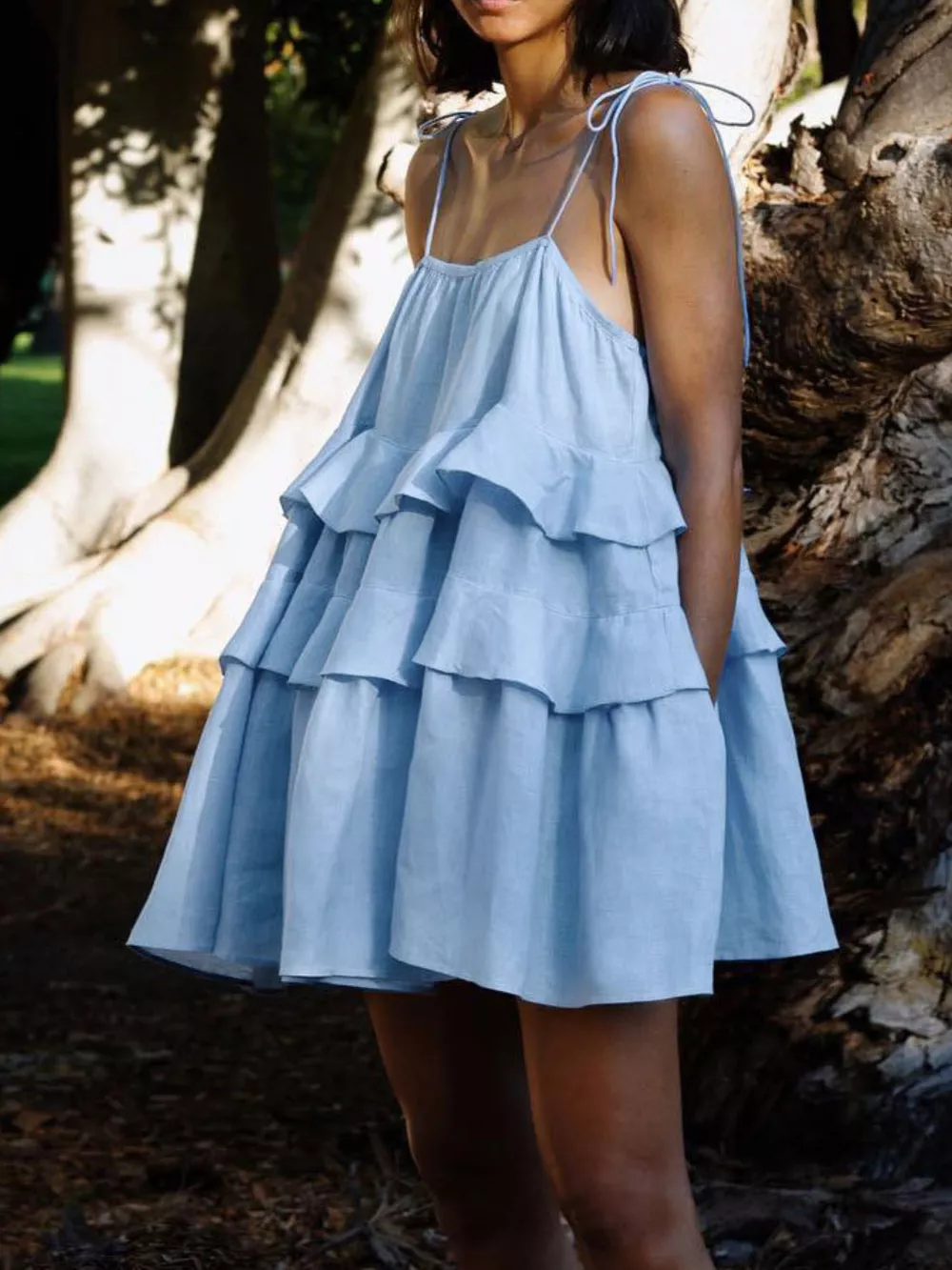 Ruffled Tie Shoulder Mini Dress, image 12