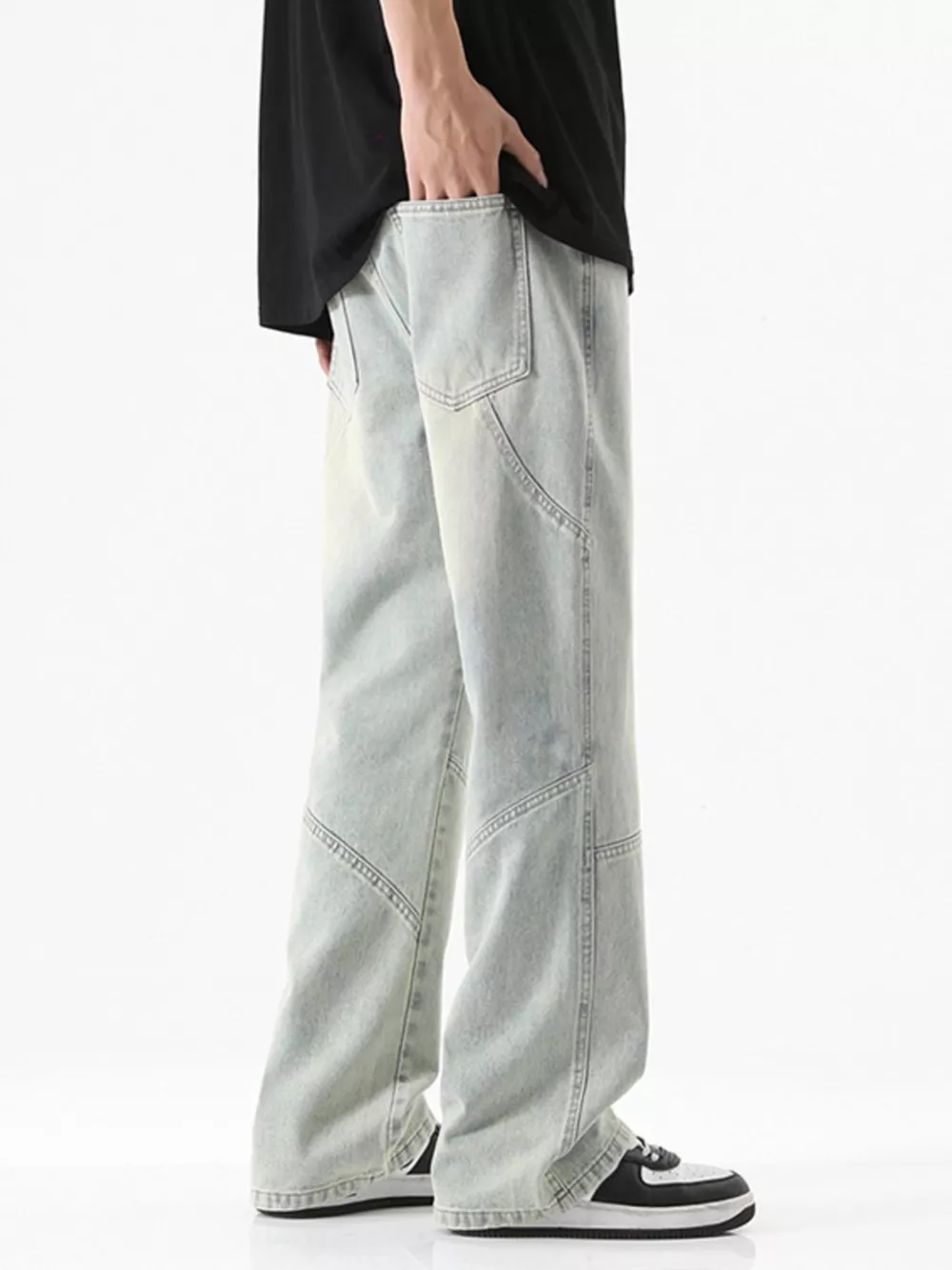 Men's Full Size Drawstring Wide Leg Jeans Plus Size, image 9