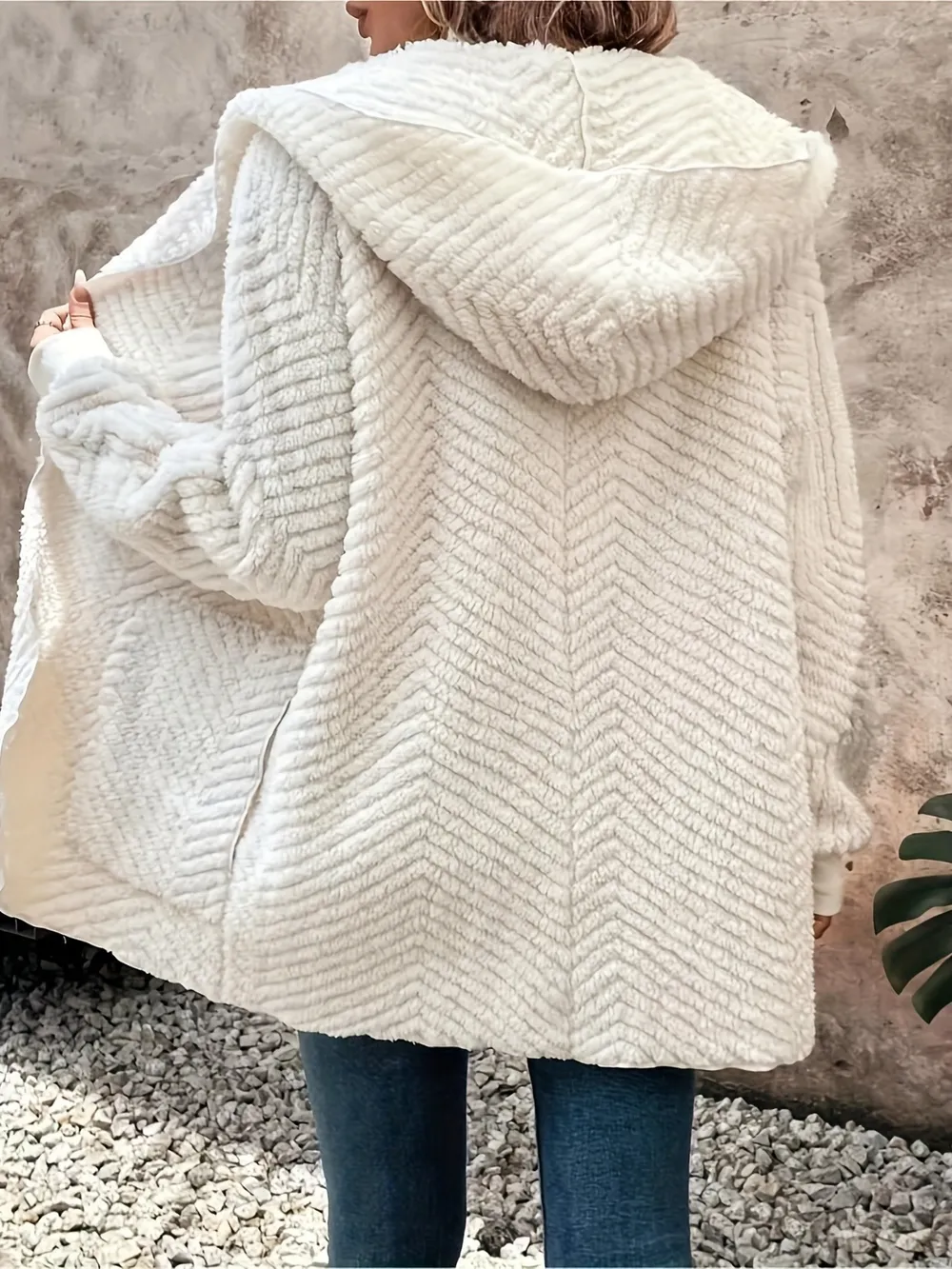 Open Front Long Sleeve Hooded Fuzzy Cardigan, image 5