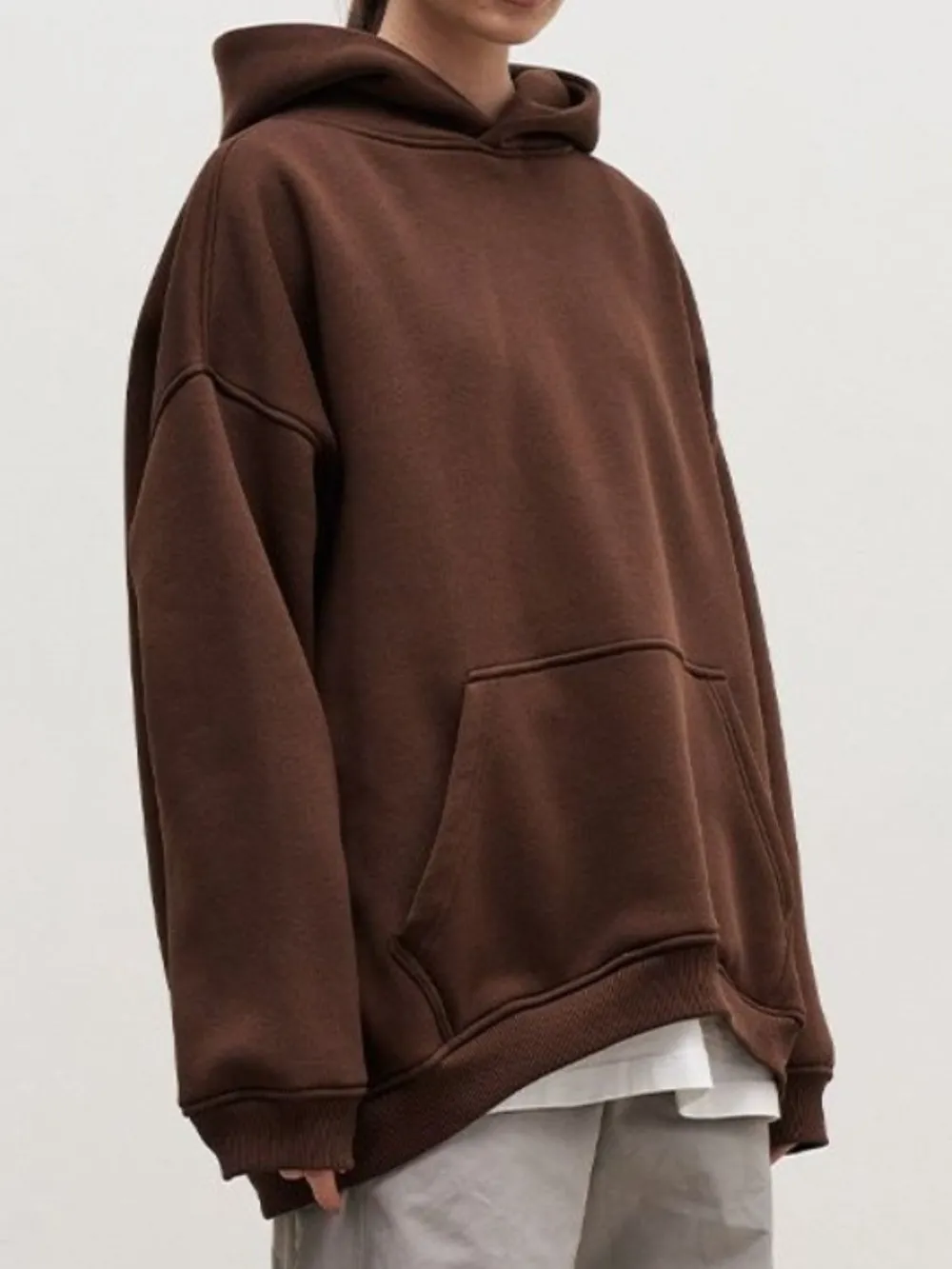 Pocketed Dropped Shoulder Long Sleeve Hoodie, image 16