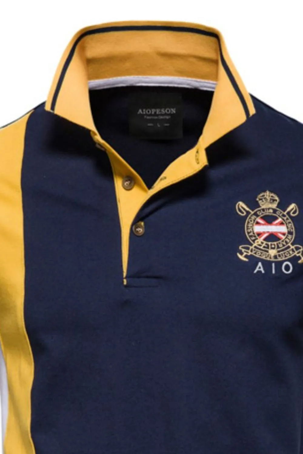 Men's Embroidered Collared Neck Striped Contrast Polo, image 4
