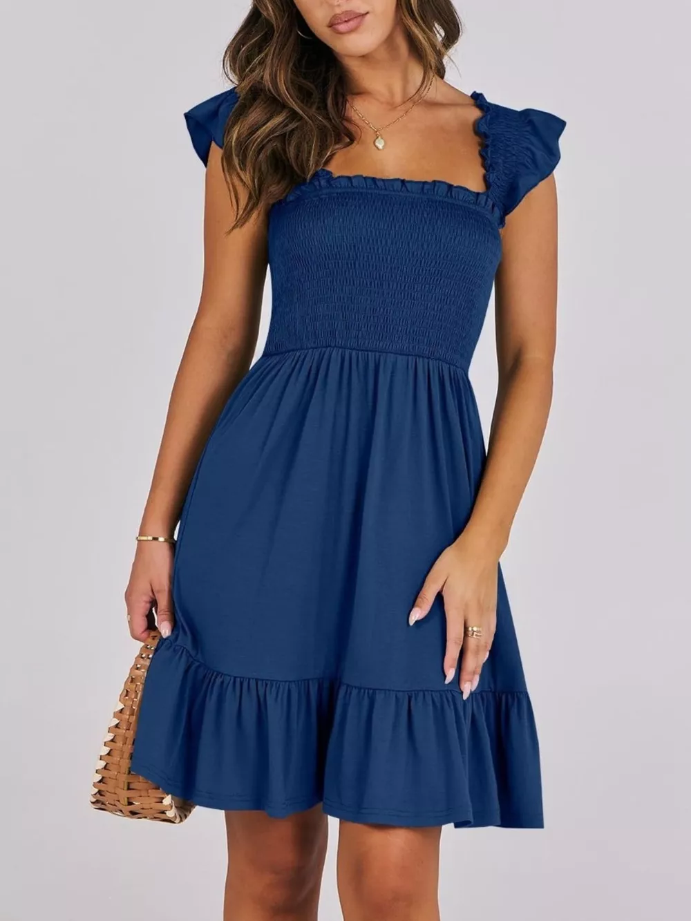 Smocked Ruffle Hem Mini Dress, image 13