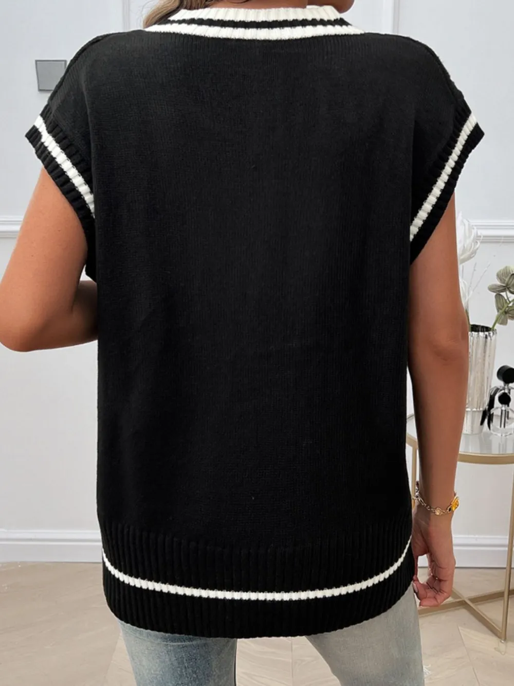 Cable-Knit V-Neck Sweater Vest, image 6
