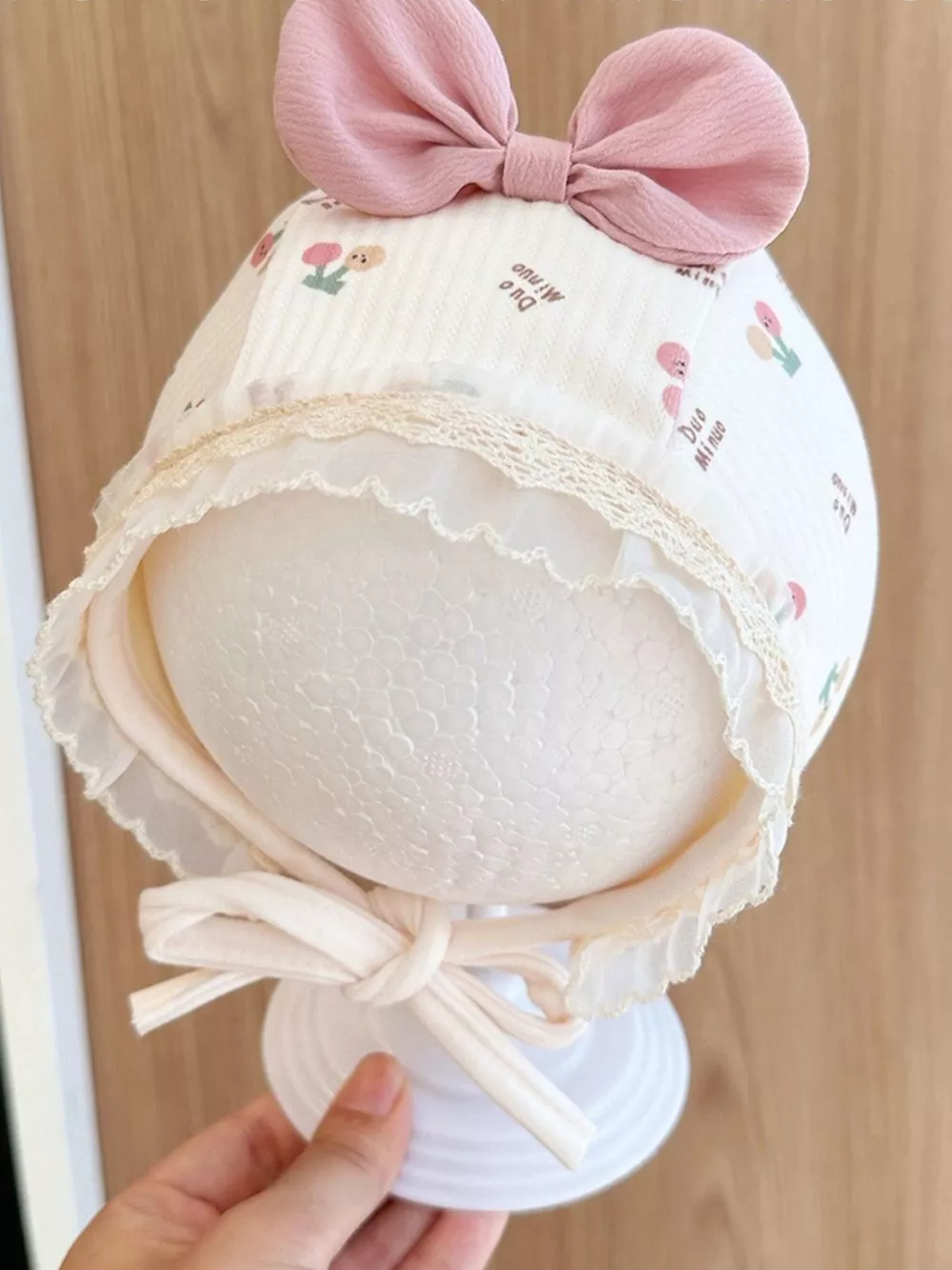 Children's Lace Detail Cute Bowknot Hat, image 2