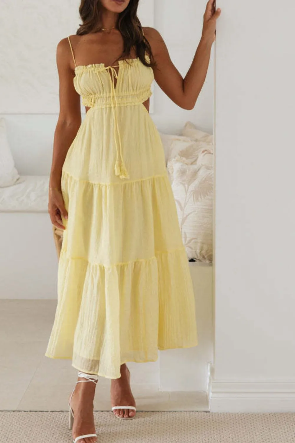 Cutout Square Neck Midi Cami Dress, image 16
