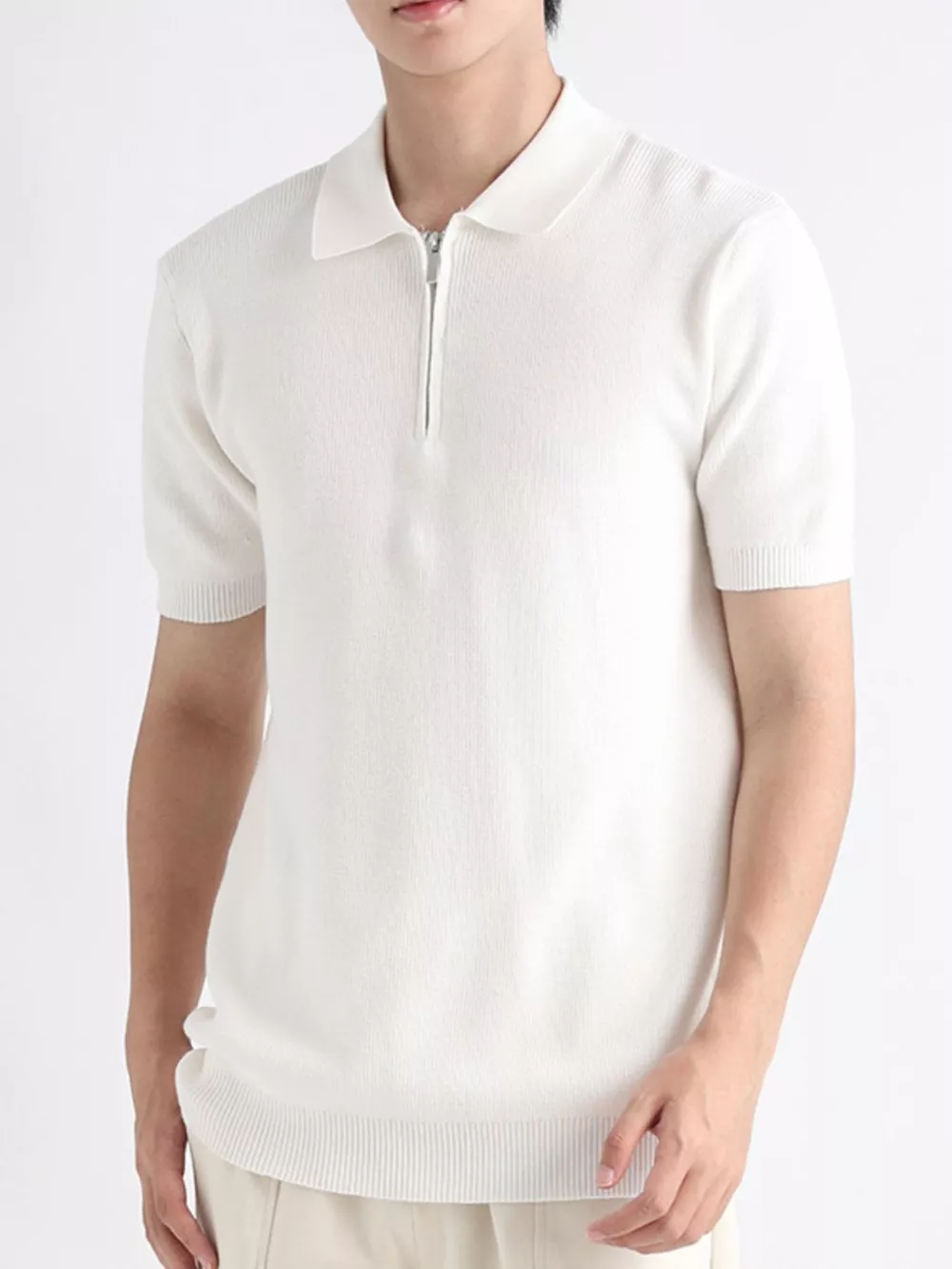 Men's Plus Size Textured Knit Zip-Up Top, image 11