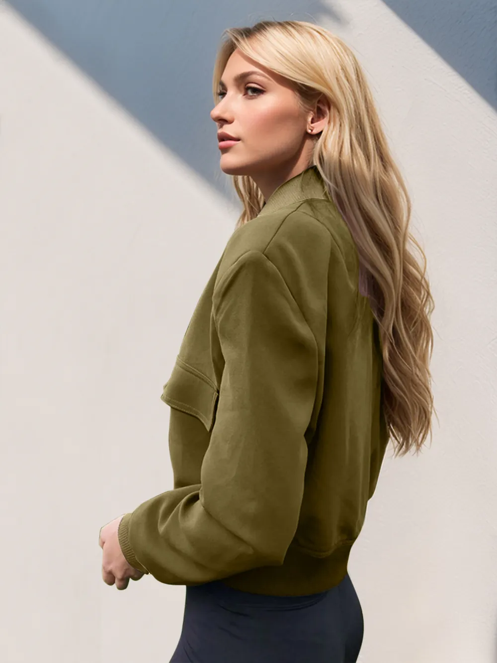 Pocketed Snap Down Baseball Collar Jacket, image 12