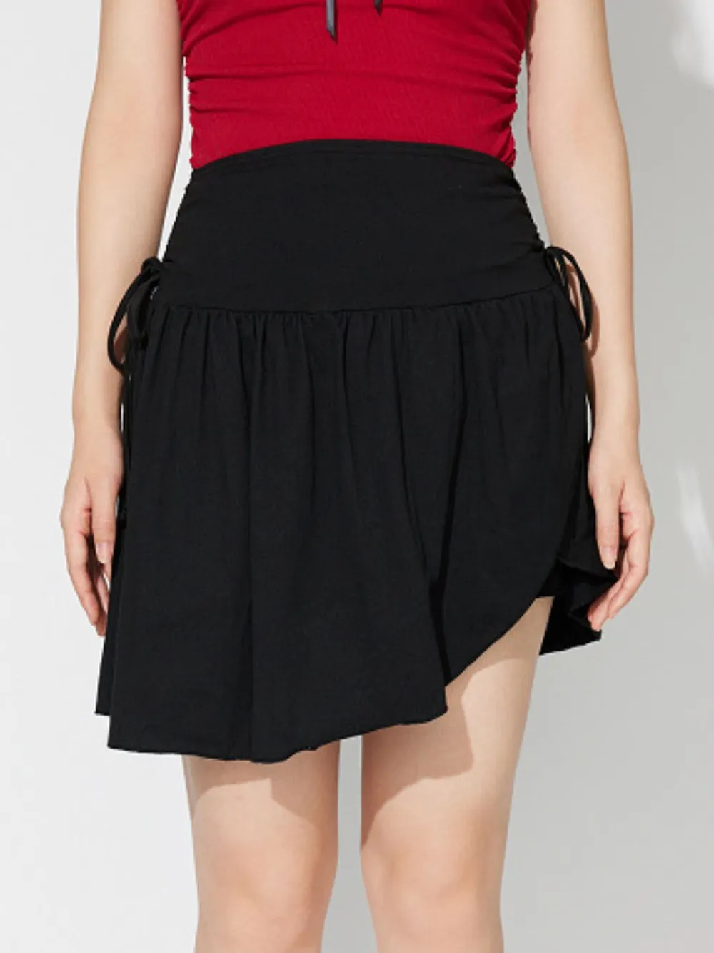 Side Tie Asymmetric Hem Mini Skirt, image 6