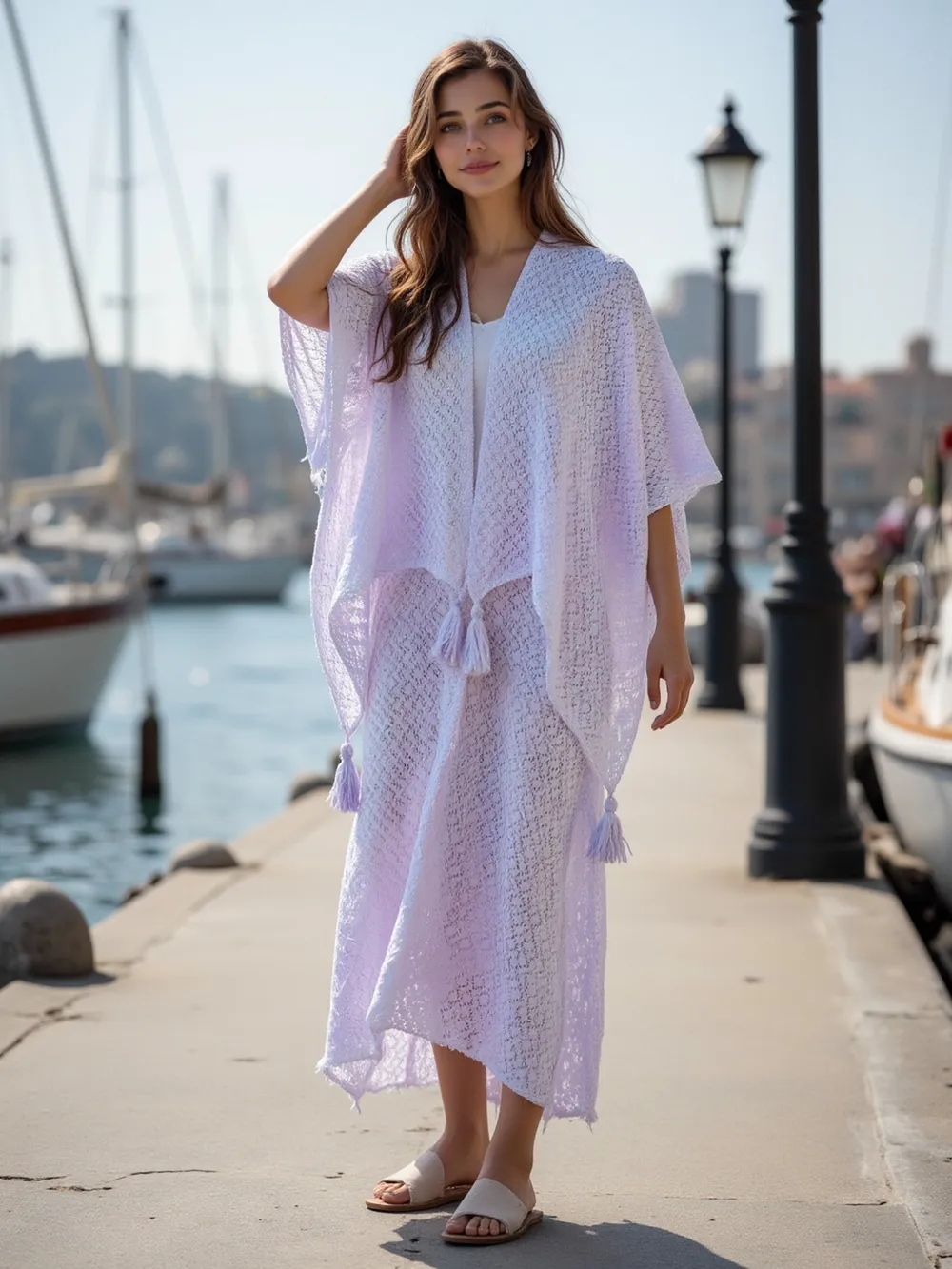 Openwork Tassel Gradient Knit Cover Up, image 4