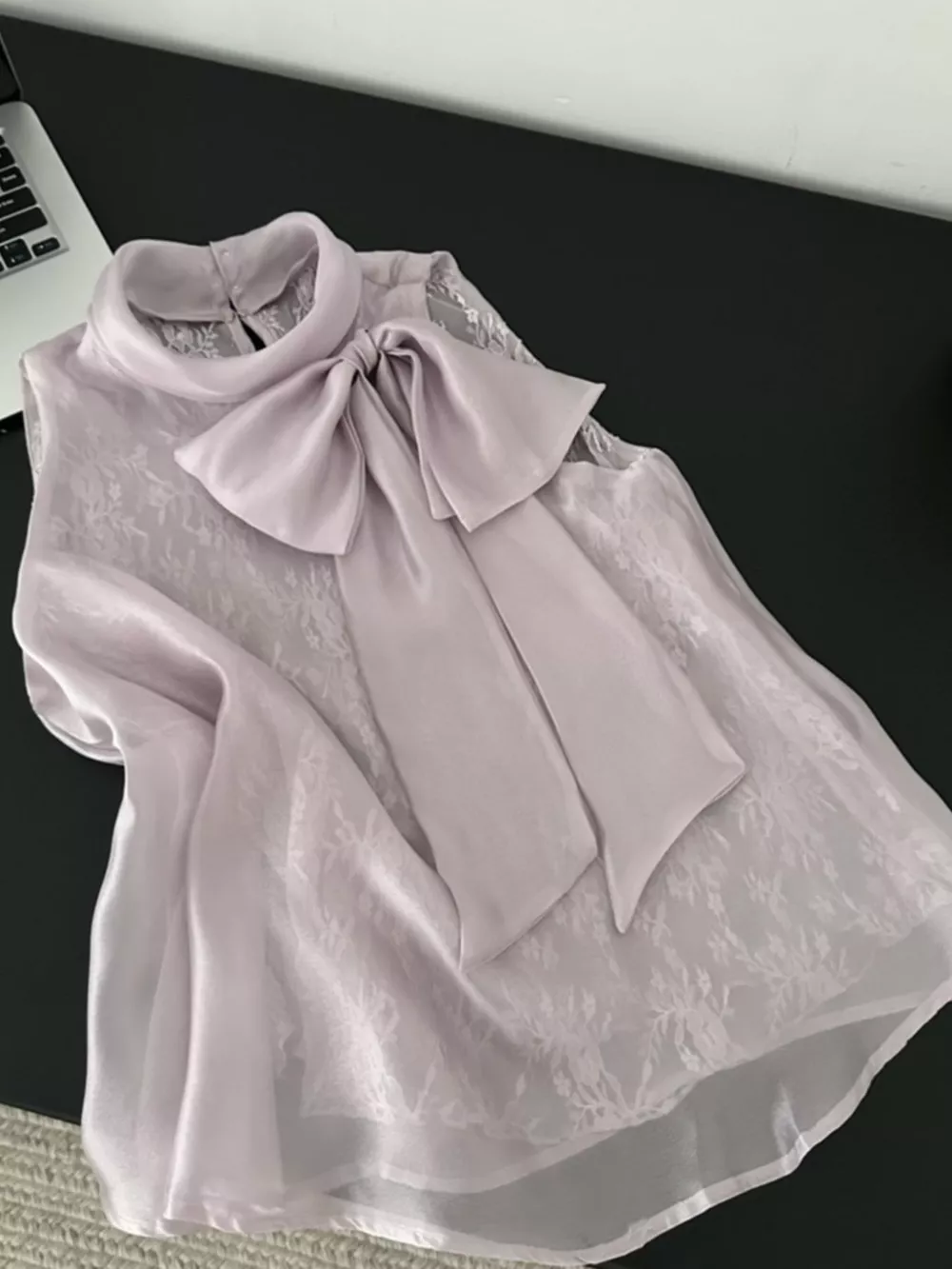 Bow Chiffon Sleeveless Top, image 10
