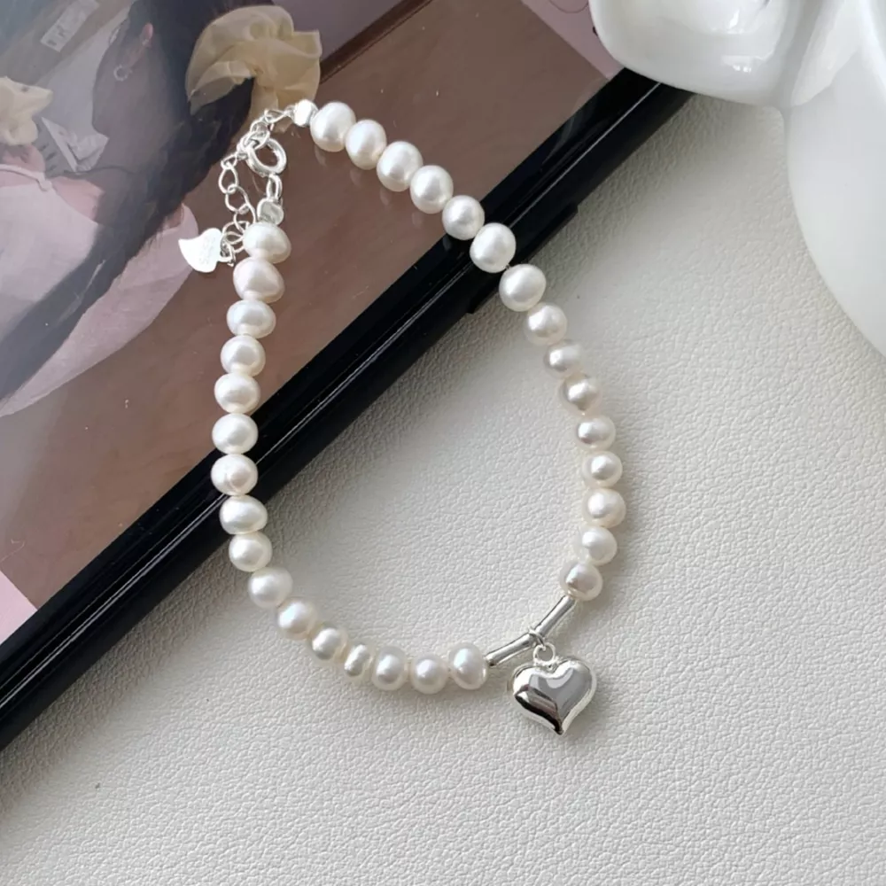 Pearl Heart Charm Bracelet, image 2