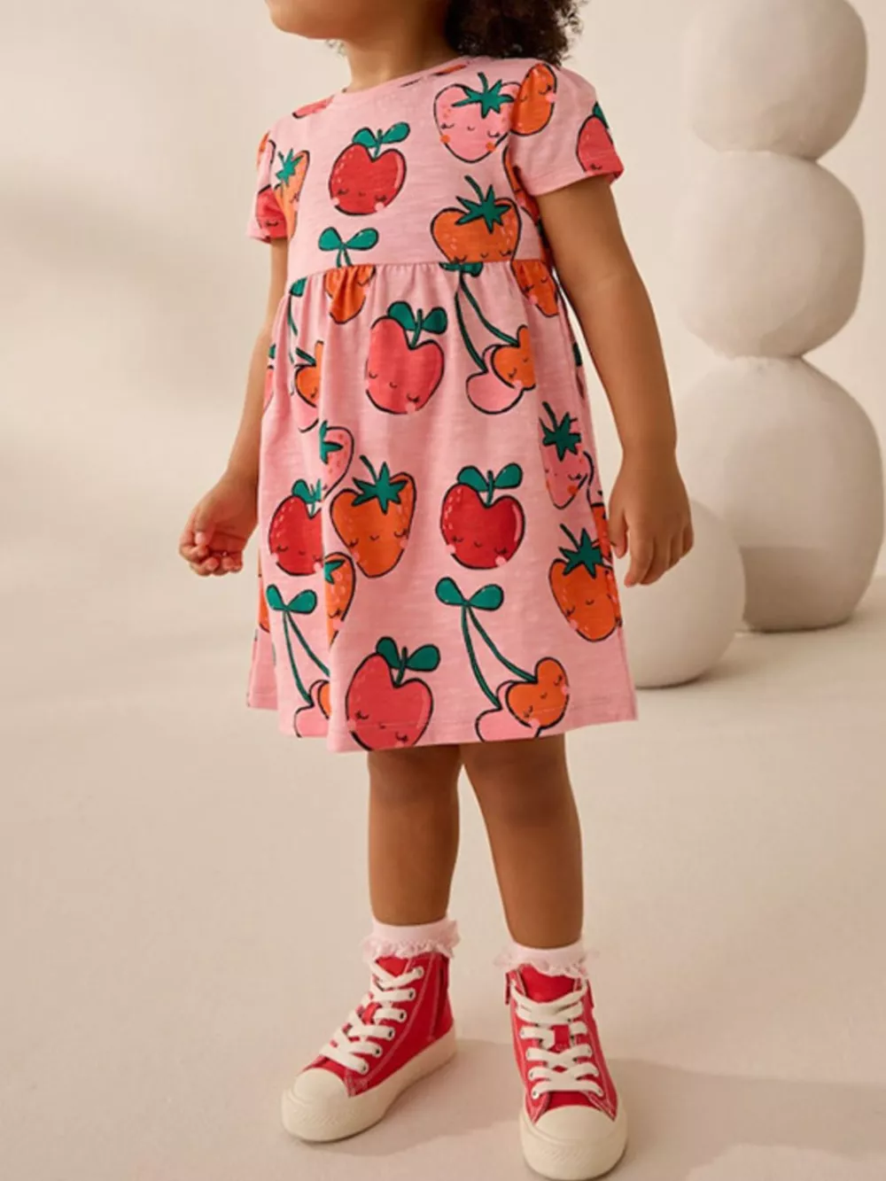 Children's Fruit Print Round Neck Casual Dress