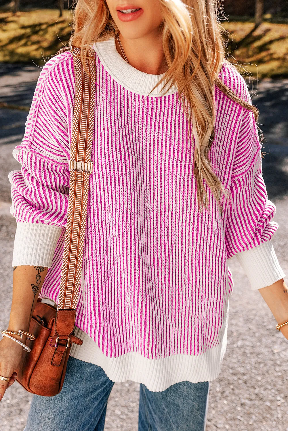 Round Neck Dropped Shoulder Sweater, image 10