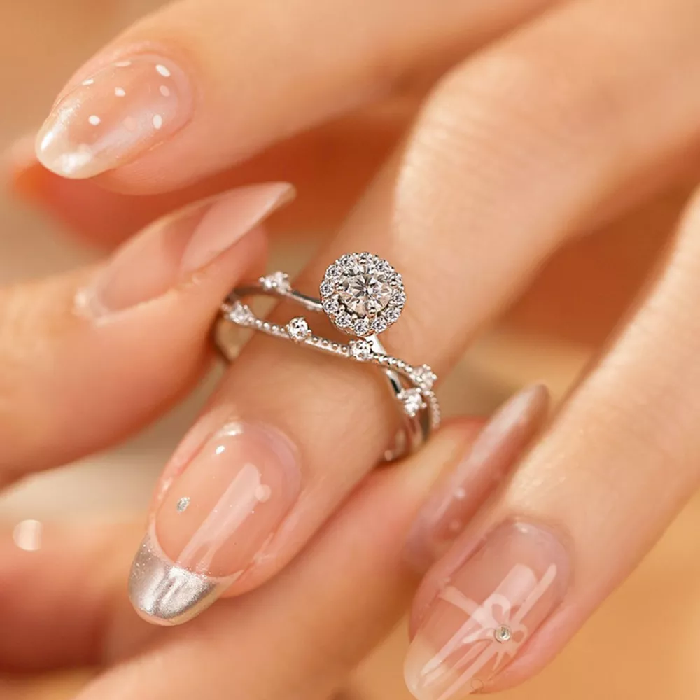 1 Carat 925 Sterling Silver Moissanite Layered Ring, image 7