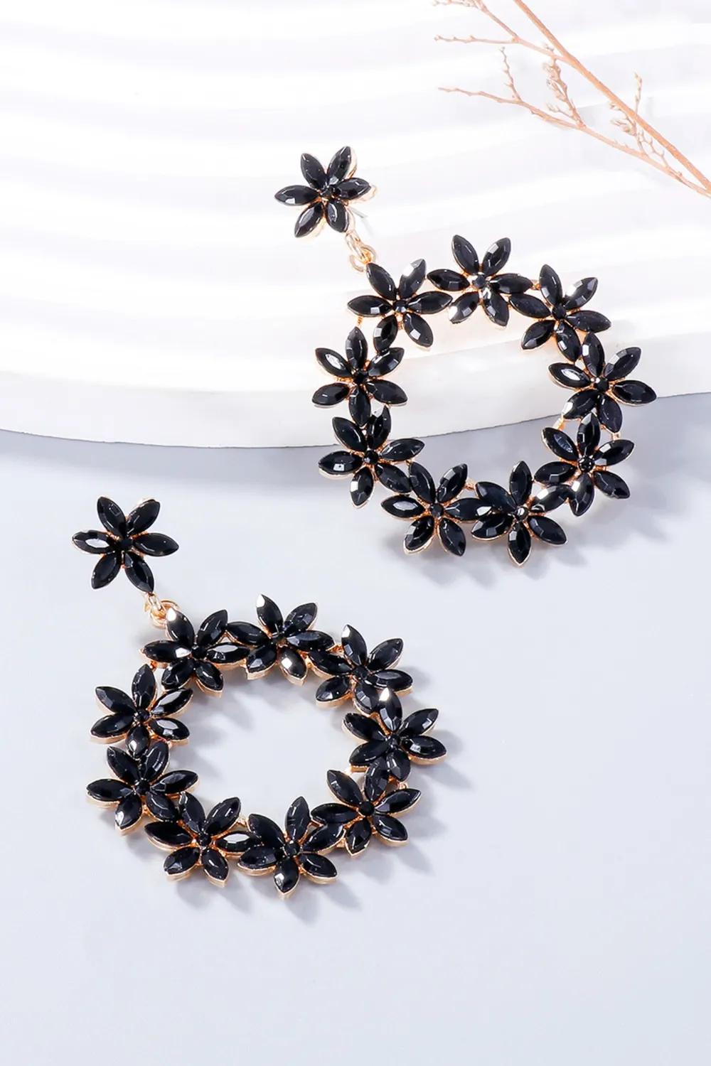 Rhinestone Flower Dangle Earrings, image 9