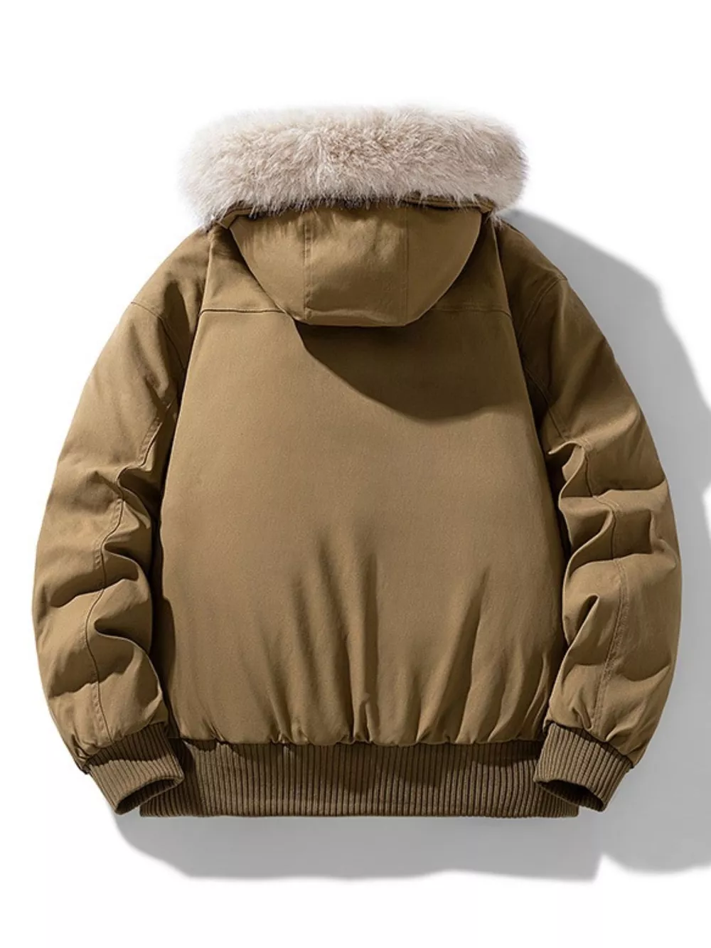 Men's Plus Size Fur Hooded Warm Padded Coat, image 4
