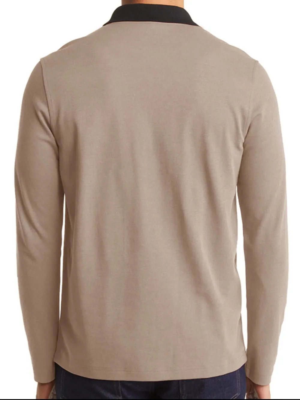 Men's Classic Long Sleeve Contrast Collar Polo Shirt, image 3