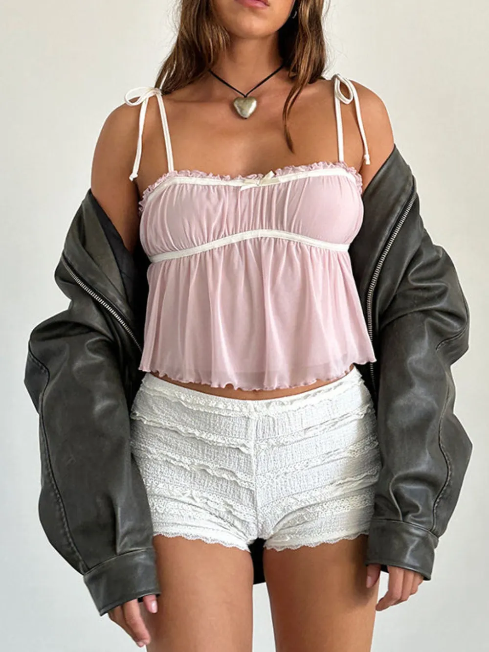 Contrast Trim Tie Straps Cami, image 6