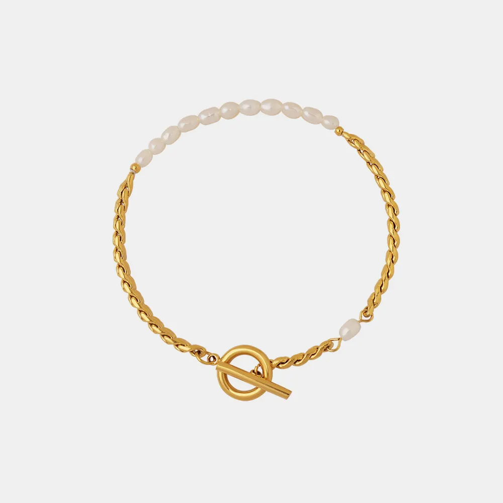 Freshwater Pearl Titanium Steel Bracelet, image 4