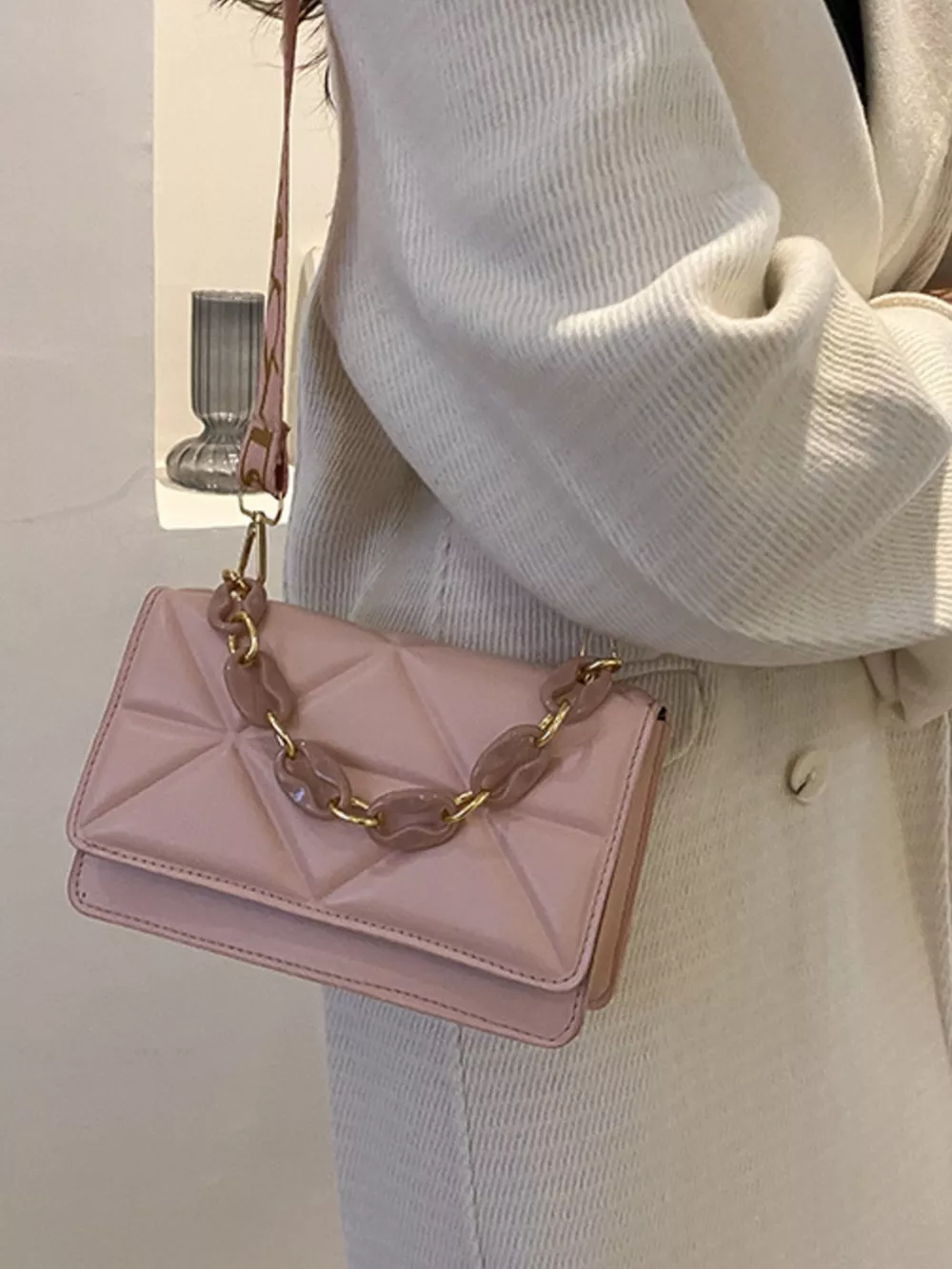 Quilted Adjustable Strap Crossbody Bag, image 11
