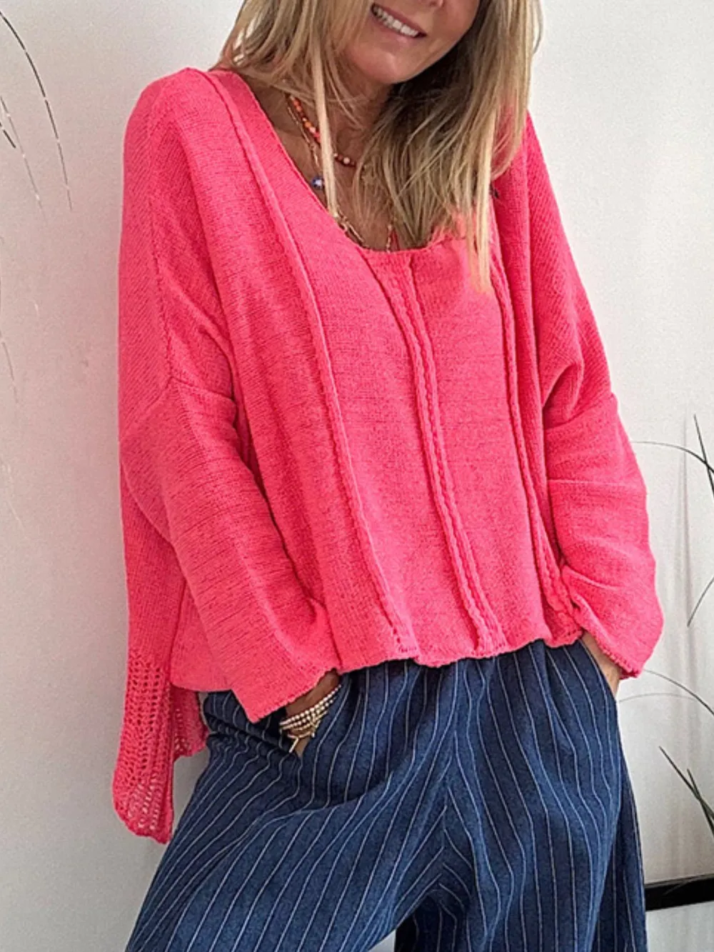High-Low Drop Shoulder Sweater, image 8