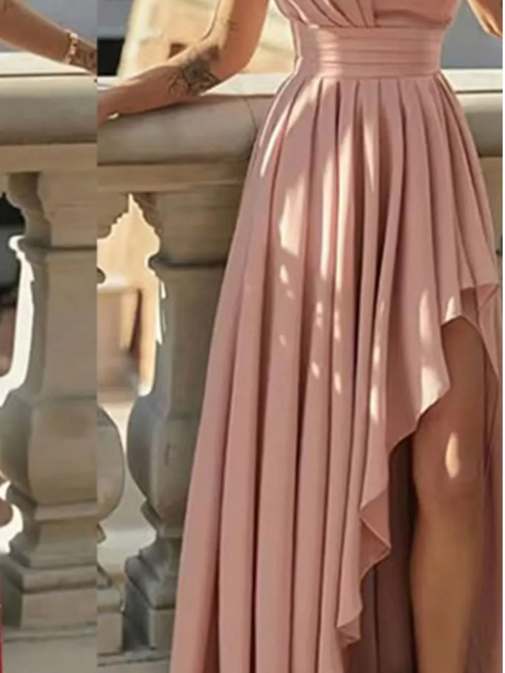 One-Shoulder Asymmetrical Hem Maxi Dress, image 6