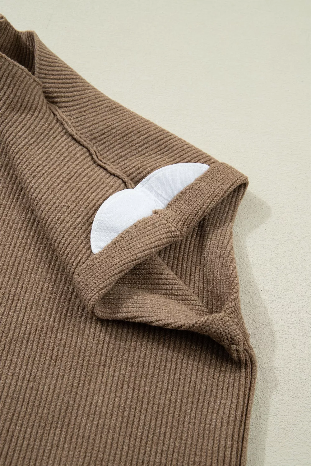 Solid Color Ribbed Knit Mock Neck Loose Sweater Vest, image 9