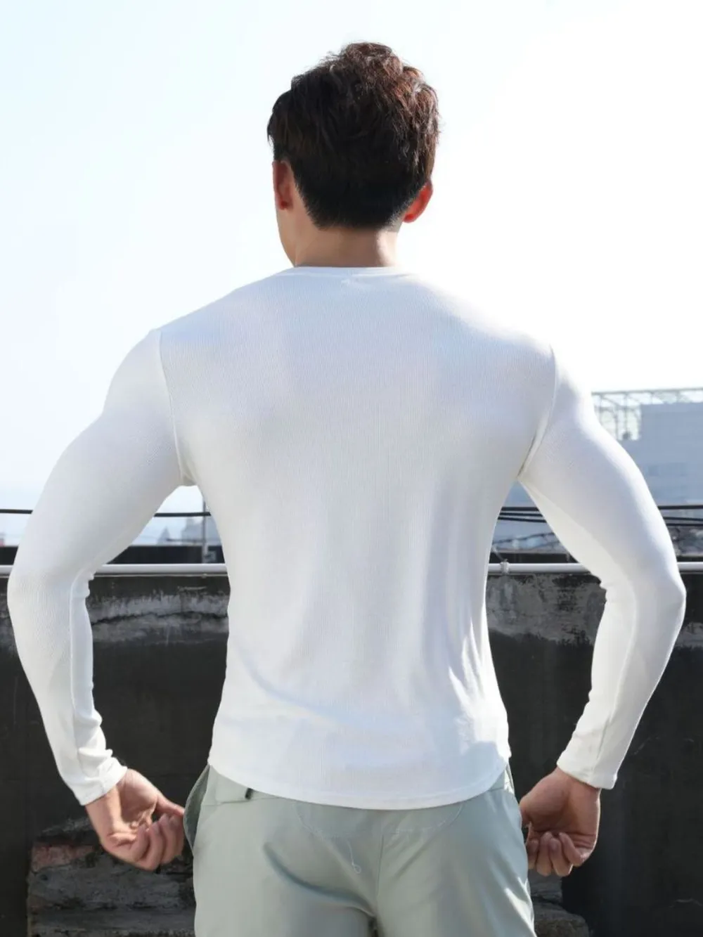 Men's Plus Size Notched Long Sleeve T-Shirt, image 5